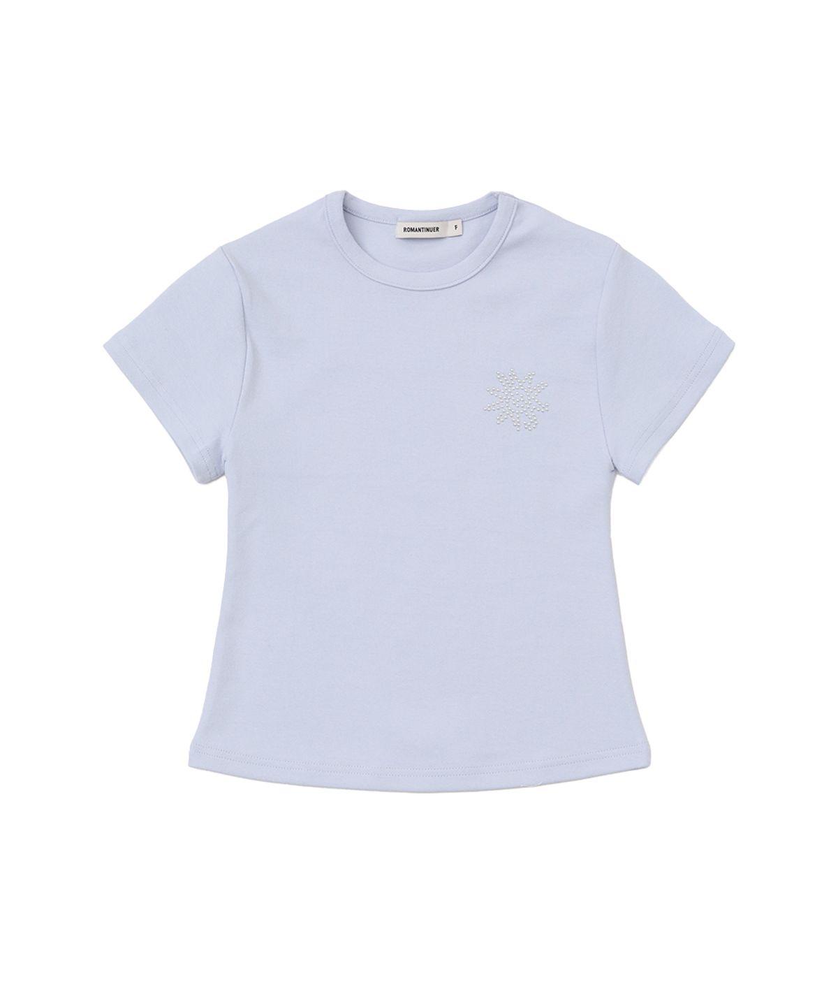 로맨티누어(ROMANTINUER) Sunrise Slim-Fit Cropped Cotton T-Shirt (Blue Lavender)