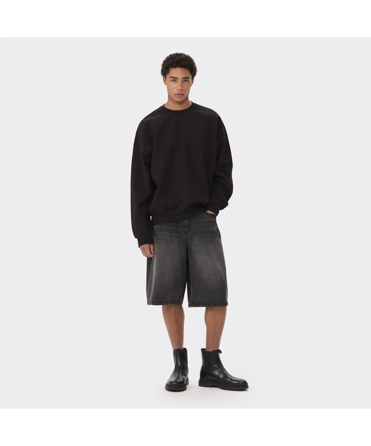 커스텀멜로우(CUSTOMELLOW) Black Two Tone Sweatshirt CWTAS26116BKX