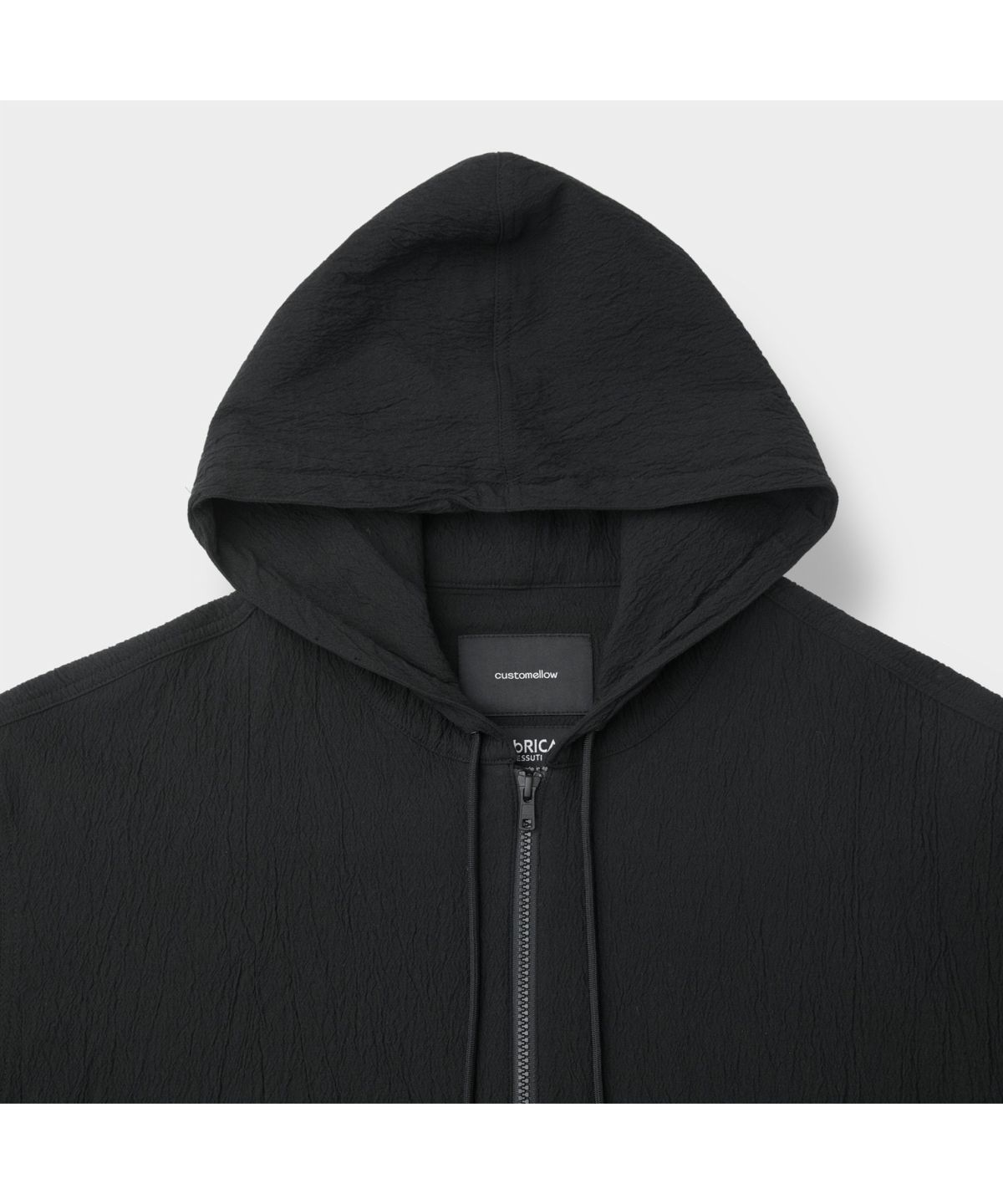 커스텀멜로우(CUSTOMELLOW) Black Creased Hood Blouson CWUAM26311BKX