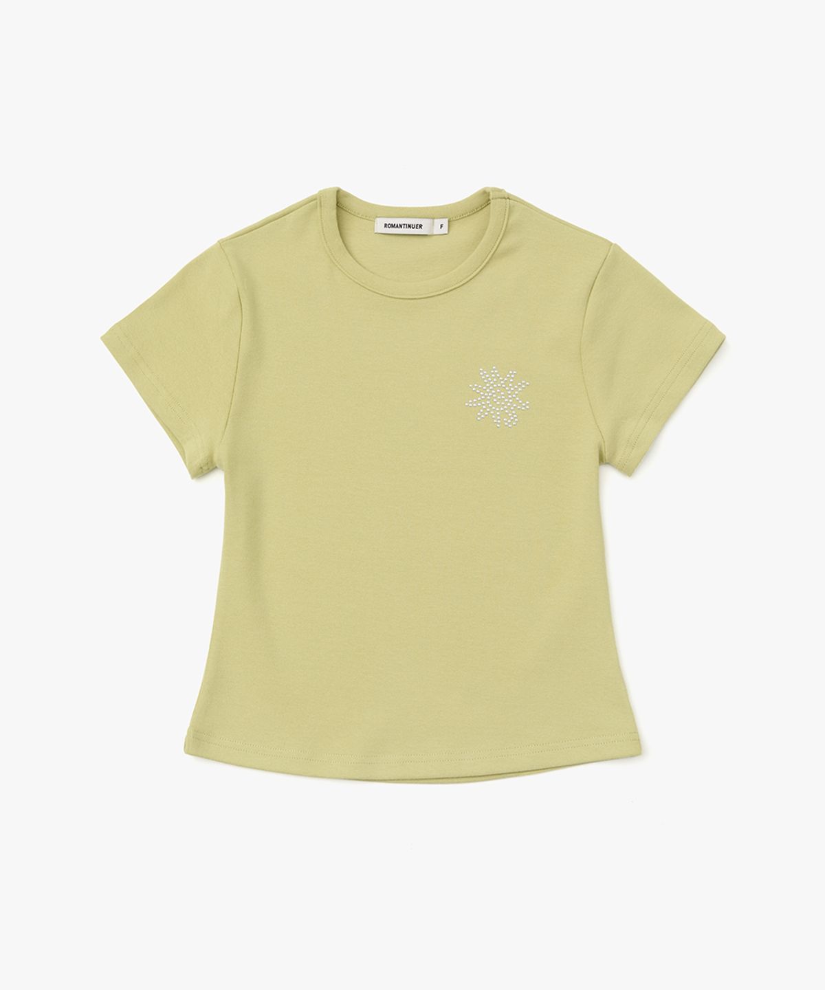 로맨티누어(ROMANTINUER) Sunrise Slim-Fit Cropped Cotton T-Shirt (Light Green)