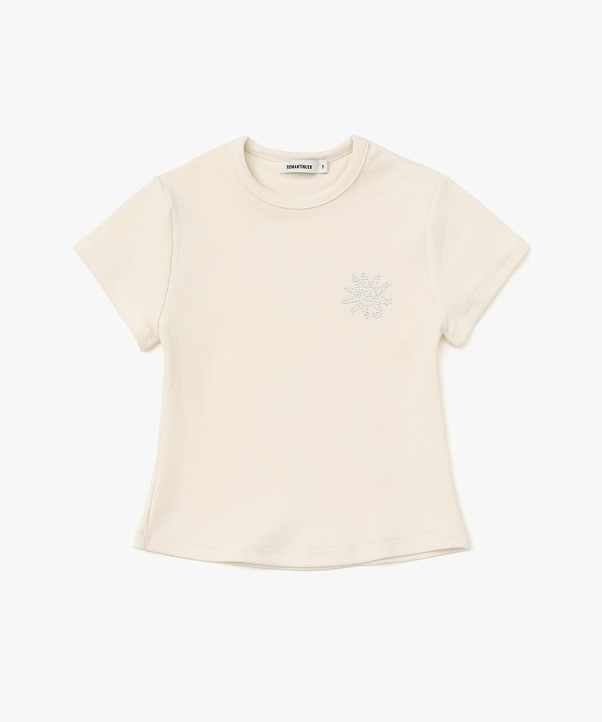 로맨티누어(ROMANTINUER) Sunrise Slim-Fit Cropped Cotton T-Shirt (Cream)