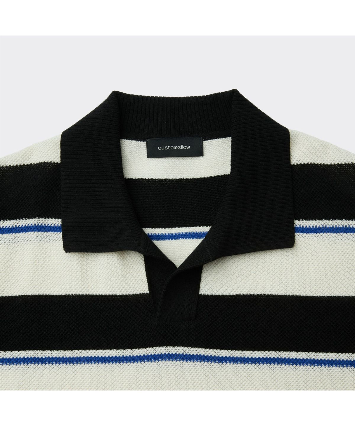 커스텀멜로우(CUSTOMELLOW) Black Fresh Lounge Stripes Collar Sweater CWWAM26413BKX