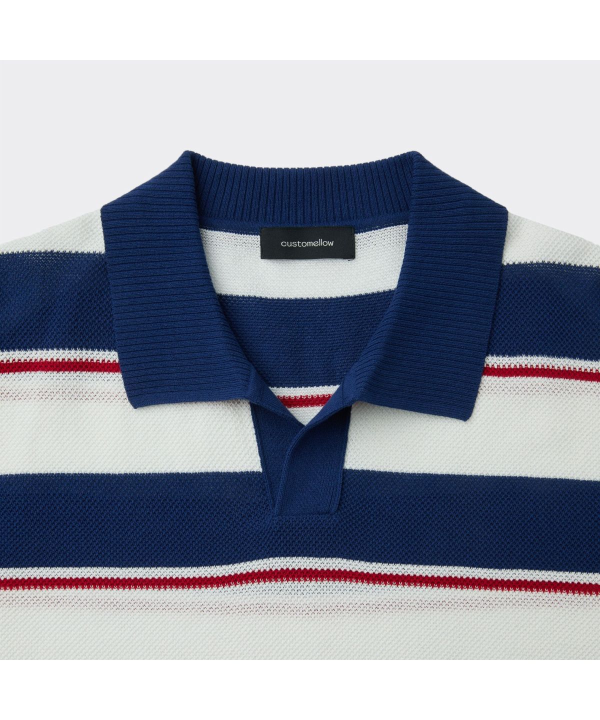 커스텀멜로우(CUSTOMELLOW) Navy Fresh Lounge Stripes Collar Sweater CWWAM26413NYD