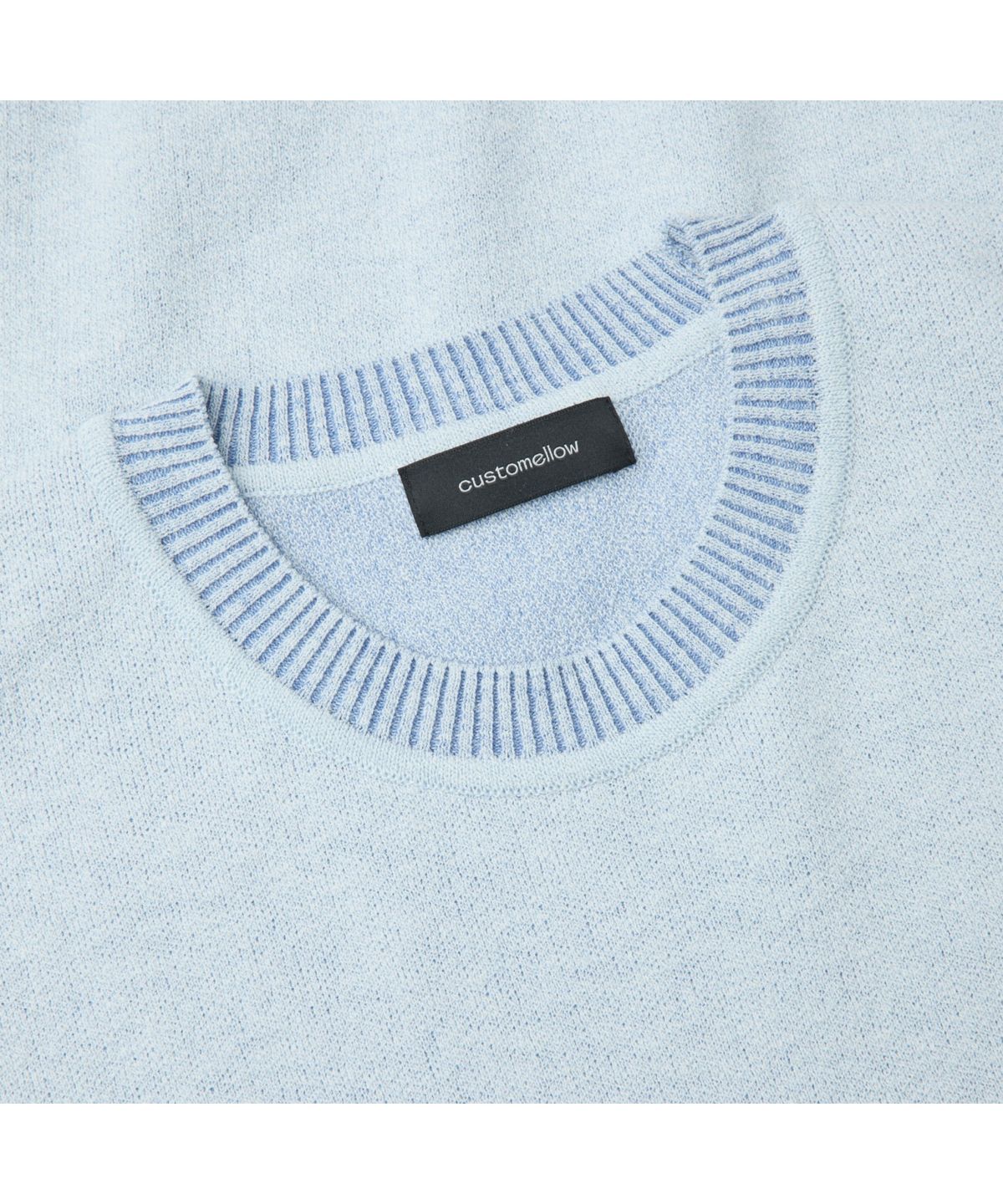 커스텀멜로우(CUSTOMELLOW) Blue Two-Tone Half Round Neck Sweater CWWAM26422BUX