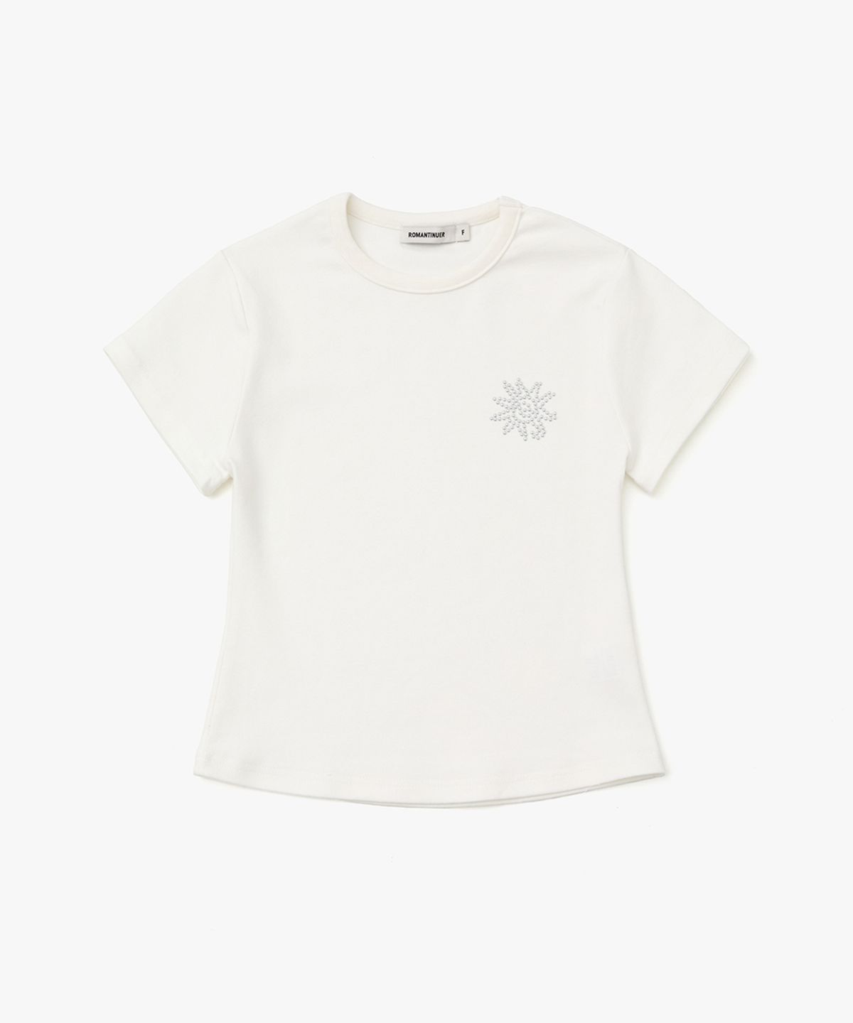 로맨티누어(ROMANTINUER) Sunrise Slim-Fit Cropped Cotton T-Shirt (White)