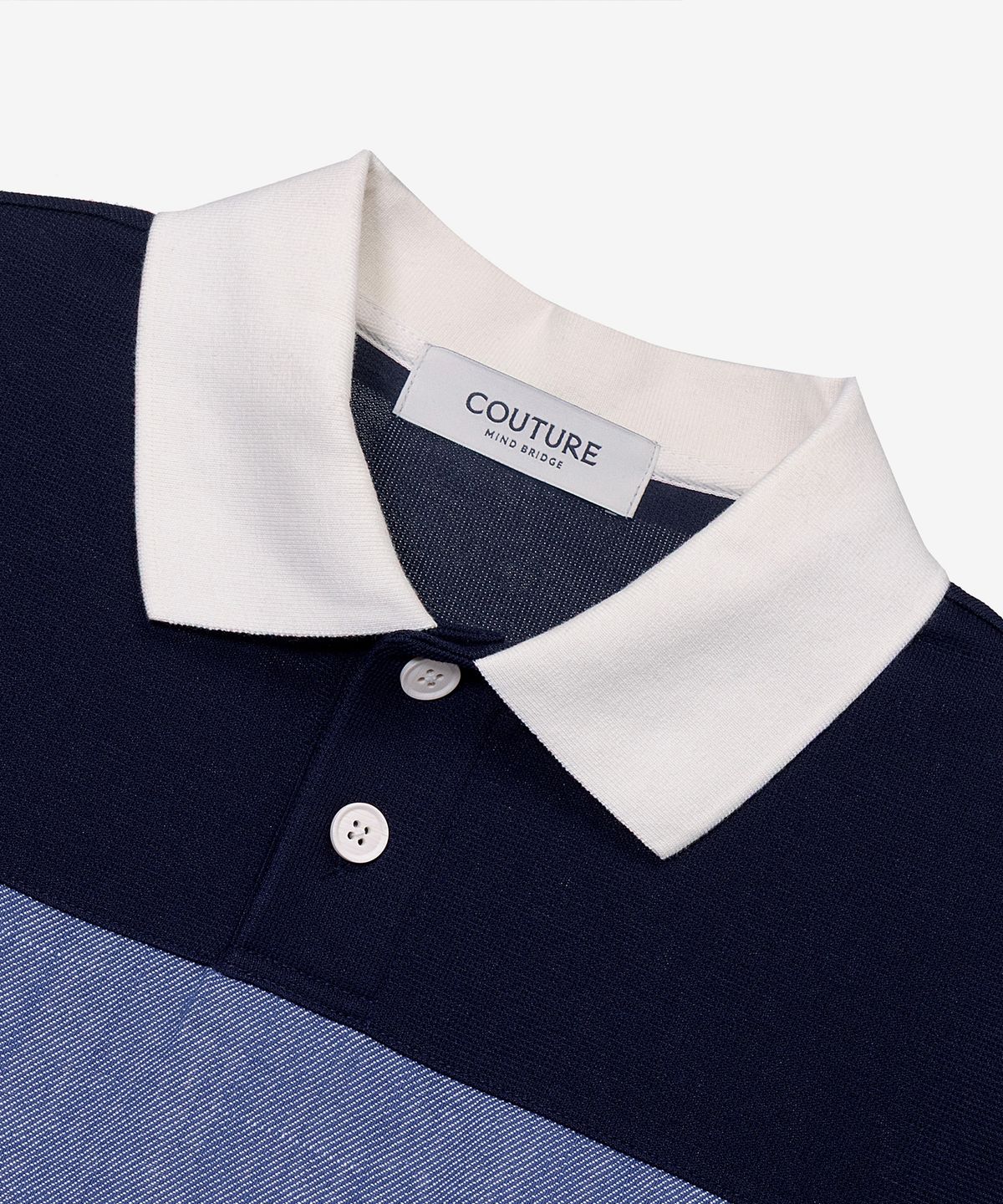 마인드브릿지(MINDBRIDGE) [COUTURE]린넨 라이크 블럭 배색 오버핏 카라 티셔츠