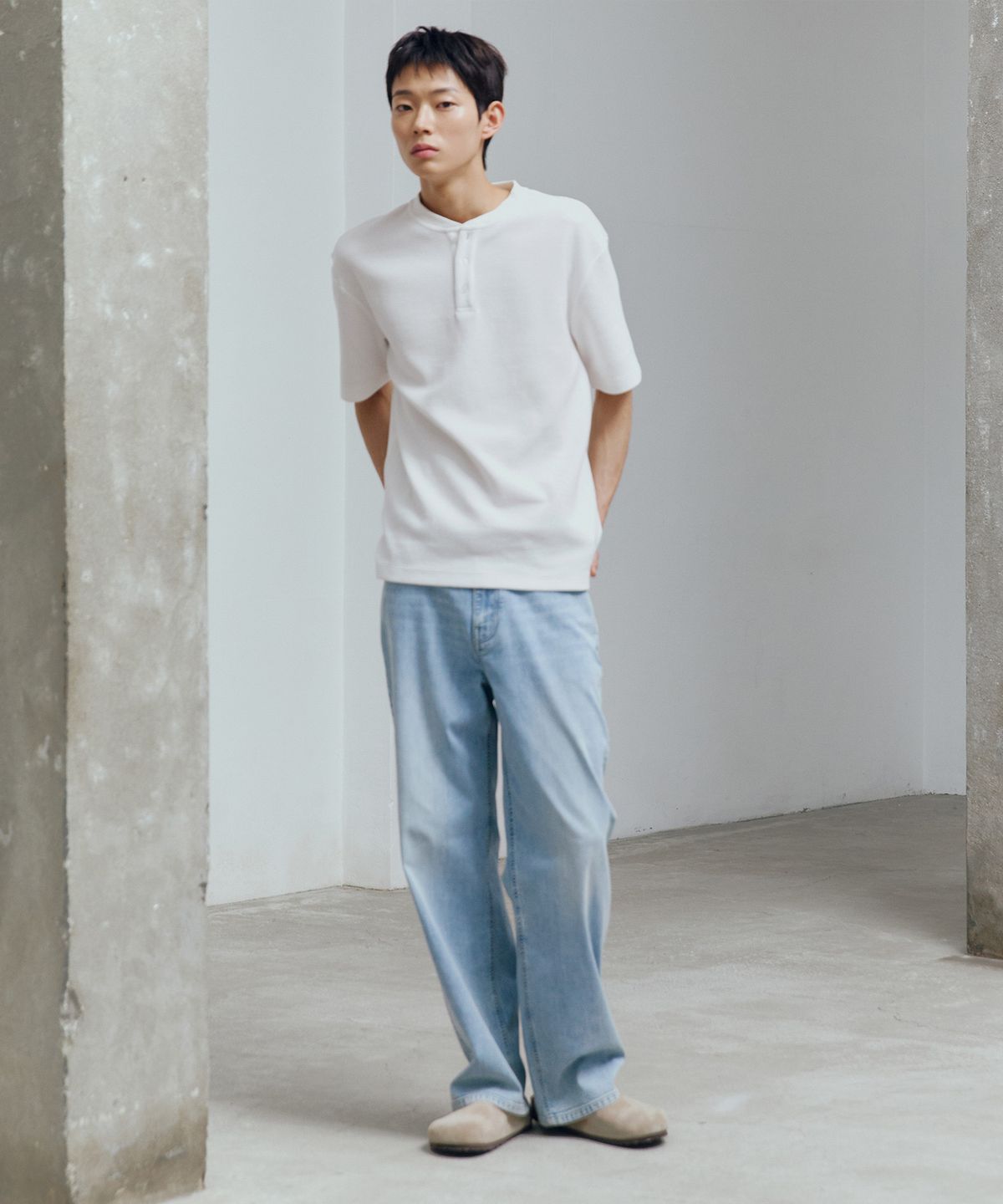 마인드브릿지(MINDBRIDGE) 와플 헨리넥 데일리 반팔 티셔츠 - 3color