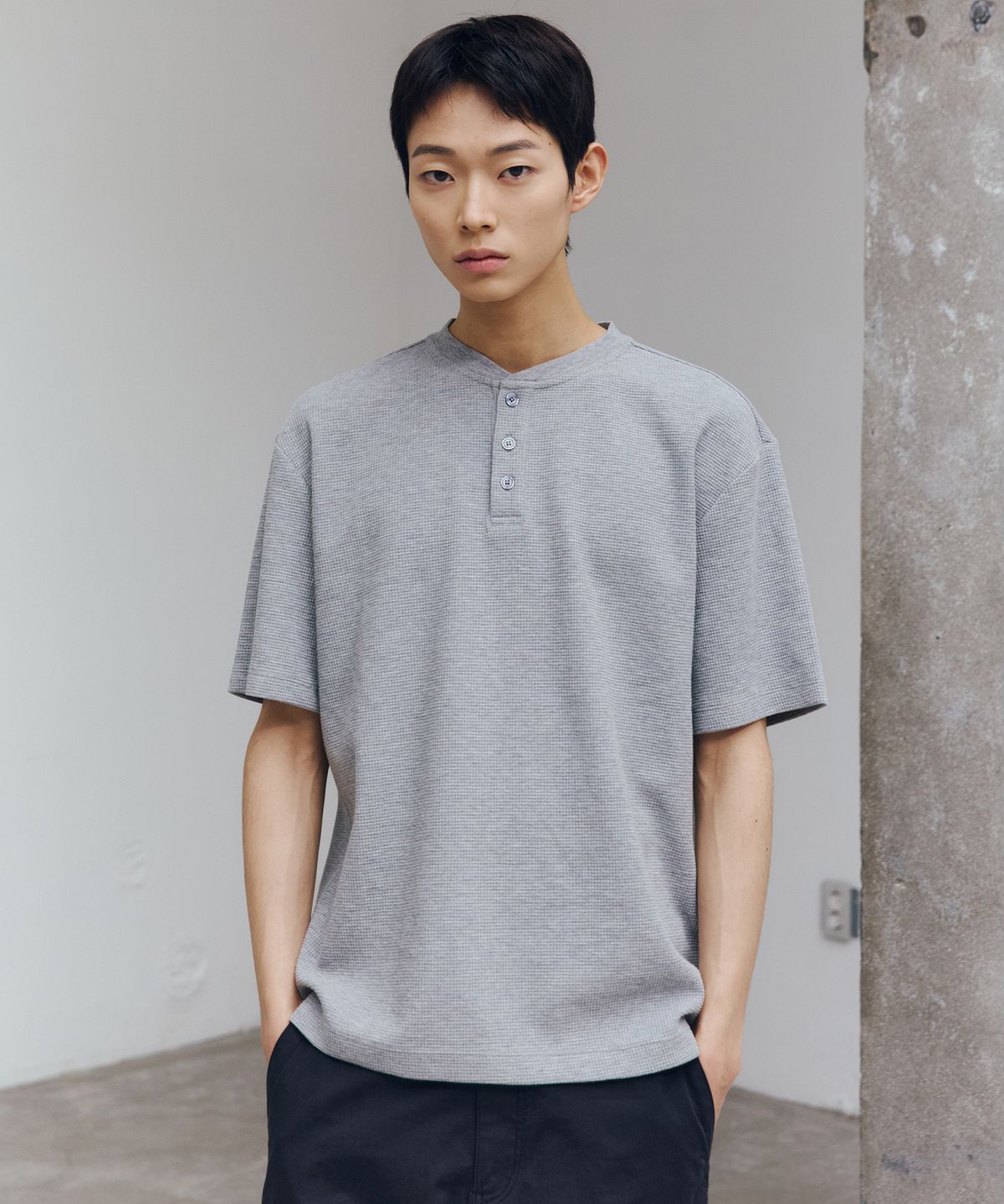 마인드브릿지(MINDBRIDGE) [SET][헨리넥or크롭]데일리 반팔 티셔츠 - 3color