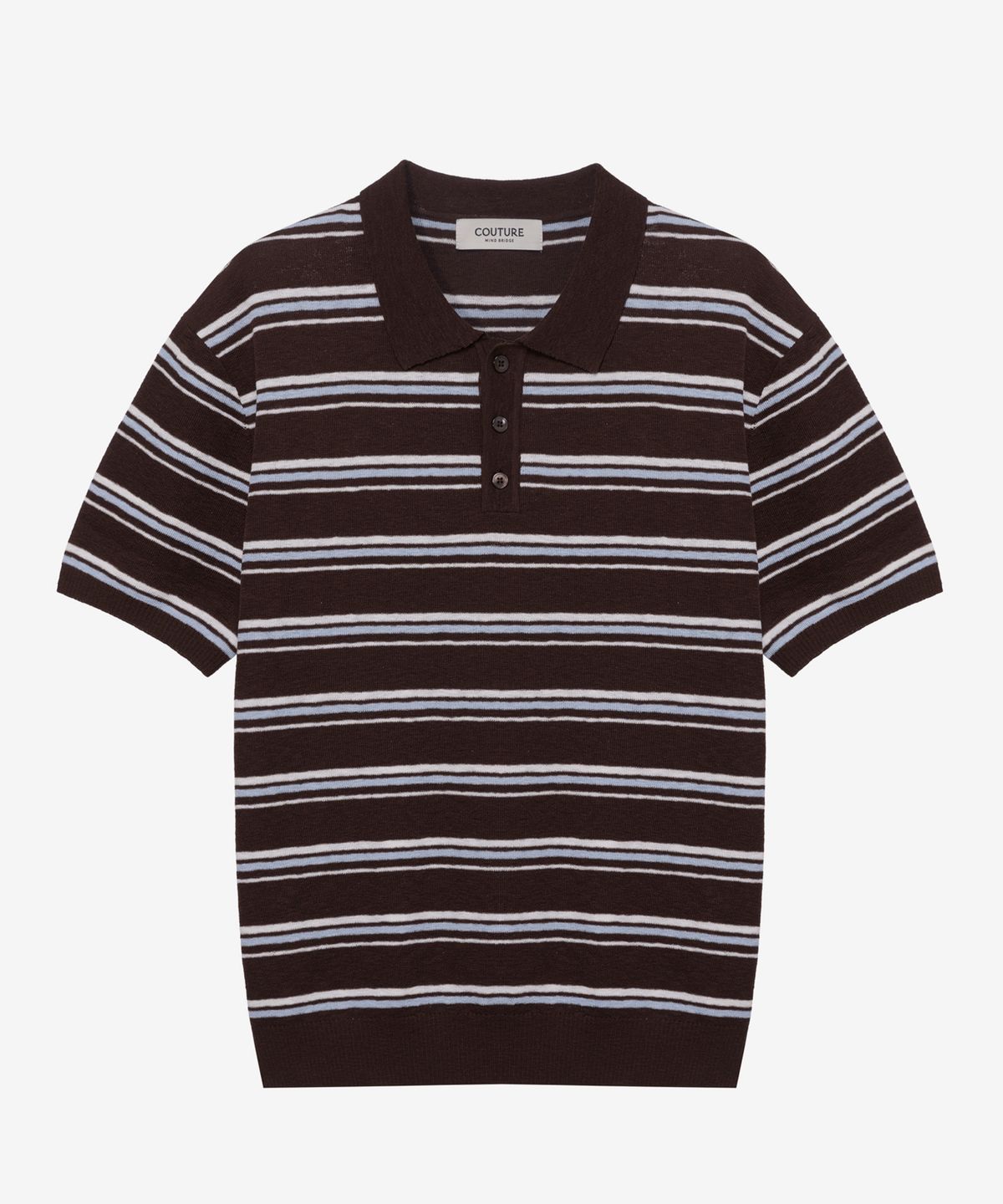 마인드브릿지(MINDBRIDGE) [COUTURE]워셔블 멀티 스트라이프 카라 반팔 니트 - 2color