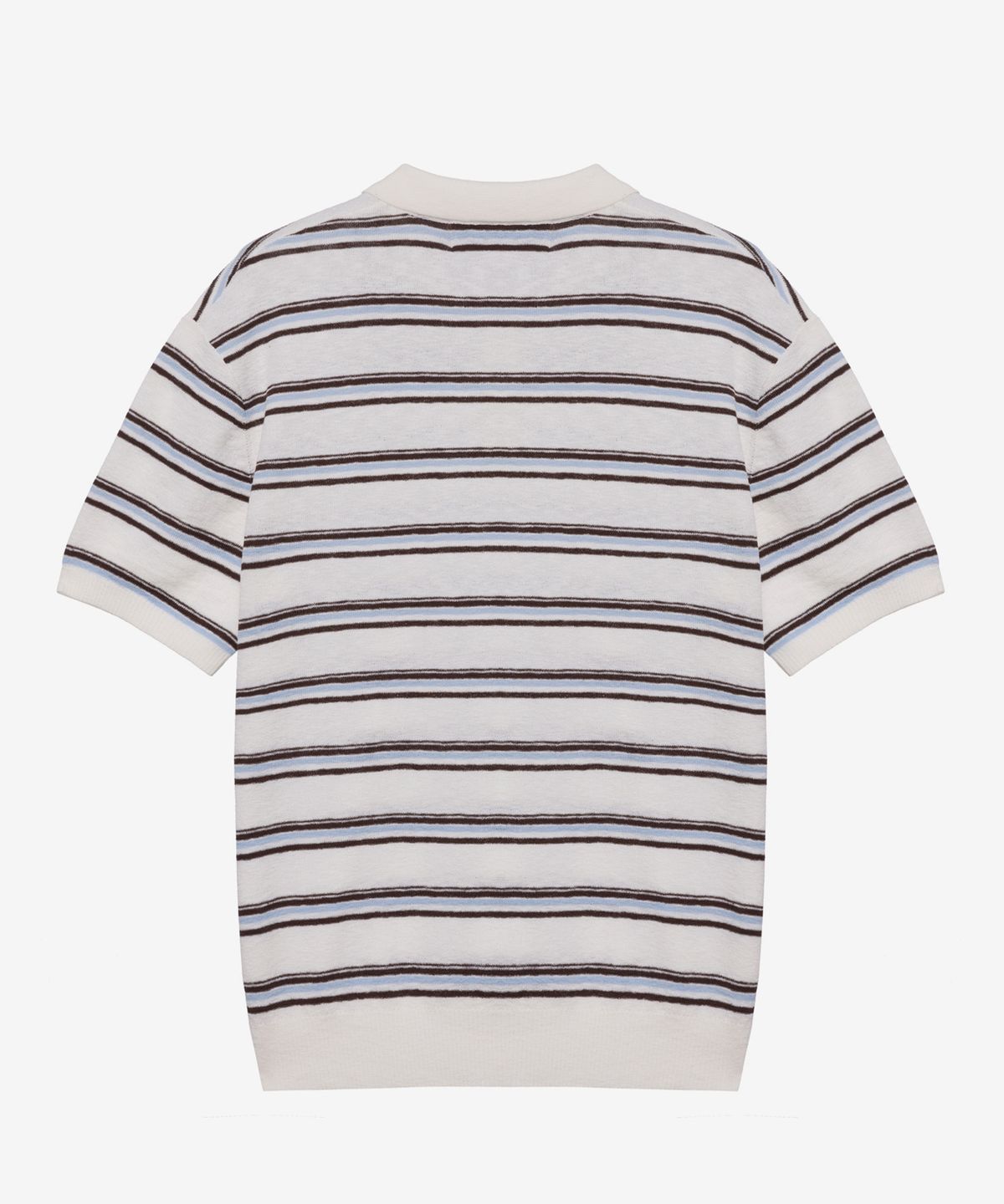 마인드브릿지(MINDBRIDGE) [COUTURE]워셔블 멀티 스트라이프 카라 반팔 니트 - 2color