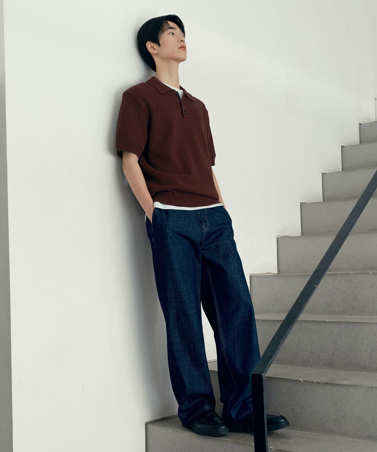 마인드브릿지(MINDBRIDGE) [COUTURE]워셔블 크로셰 카라 세미 오버핏 반팔 니트 - 2color