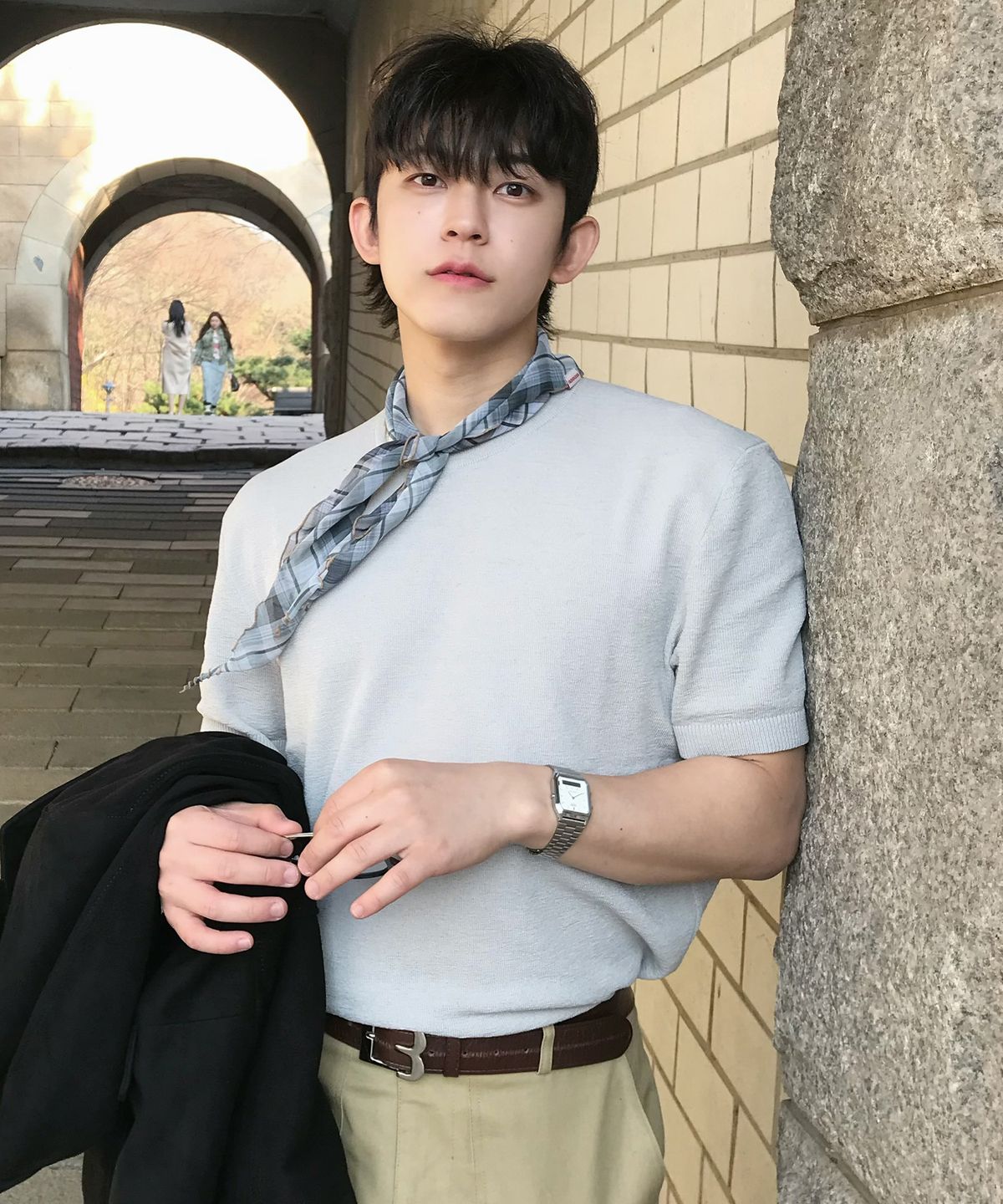 마인드브릿지(MINDBRIDGE) 워셔블 린넨 라이크 라운드 반팔 니트 - 2color