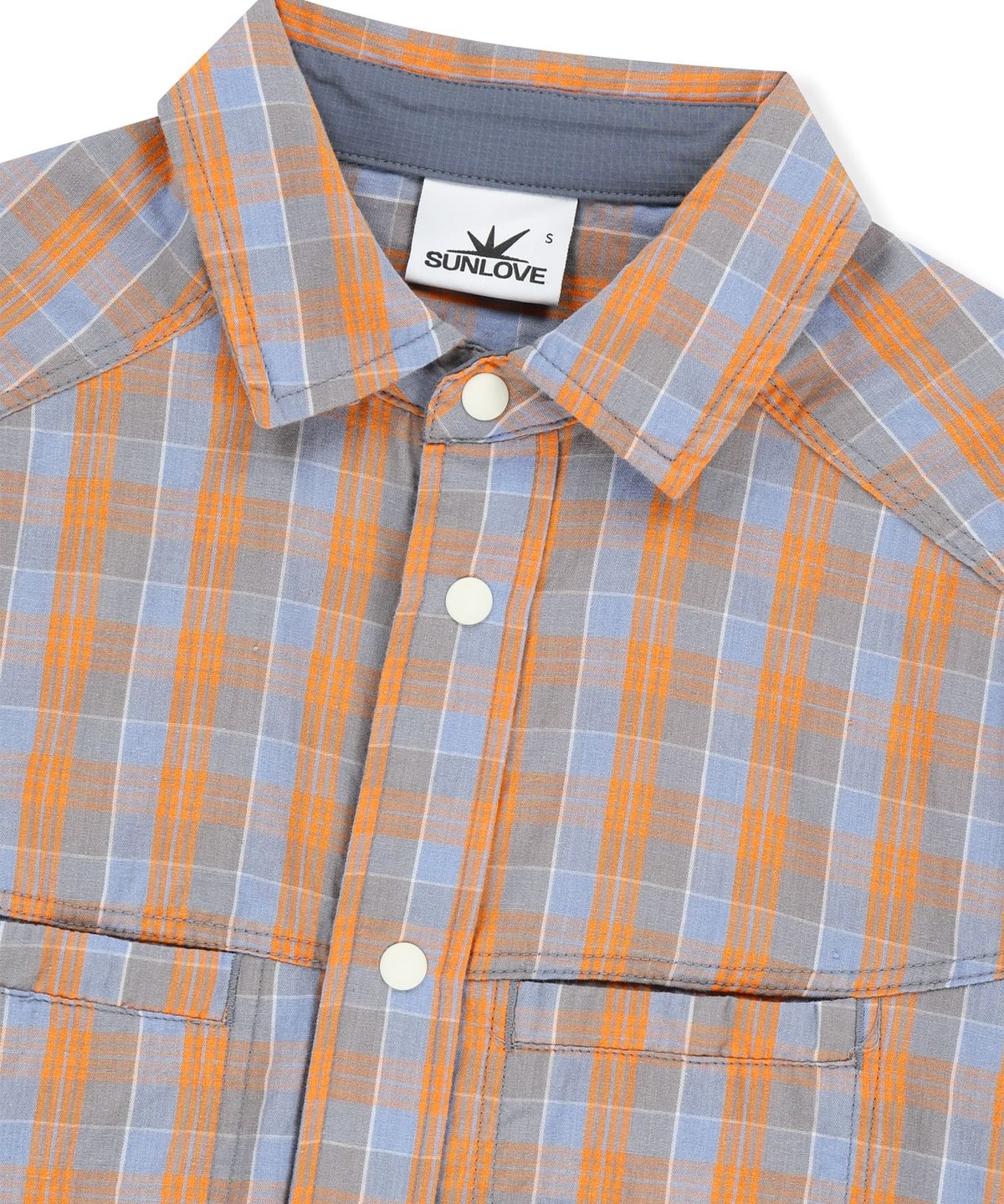 썬러브투어(SUNLOVETOUR) W Plaid 3/4 Sleeve Shirt Orange