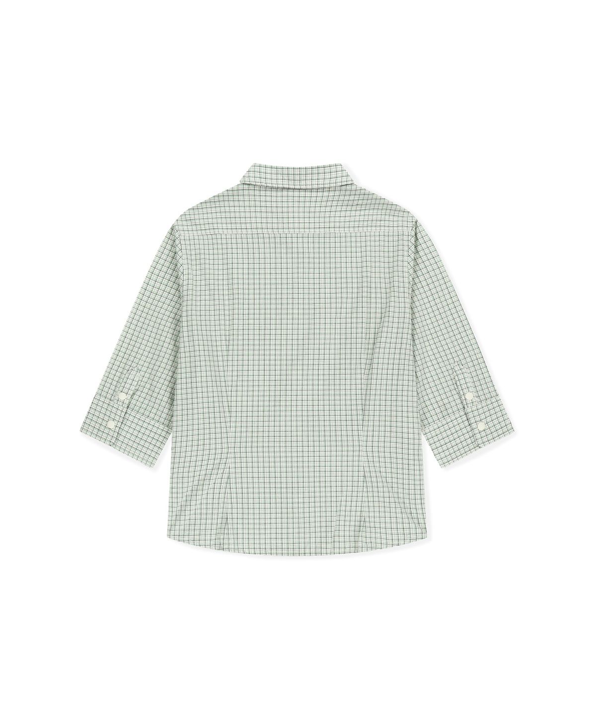 썬러브투어(SUNLOVETOUR) W Plaid 3/4 Sleeve Shirt Green