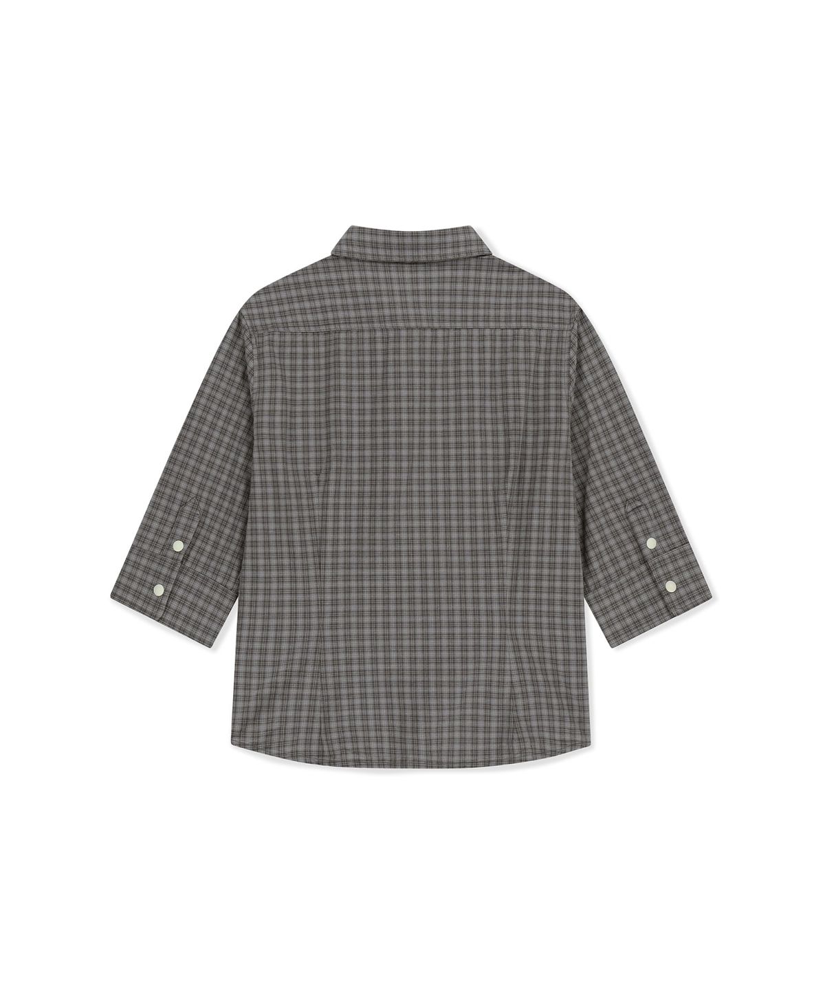 썬러브투어(SUNLOVETOUR) W Plaid 3/4 Sleeve Shirt Grey