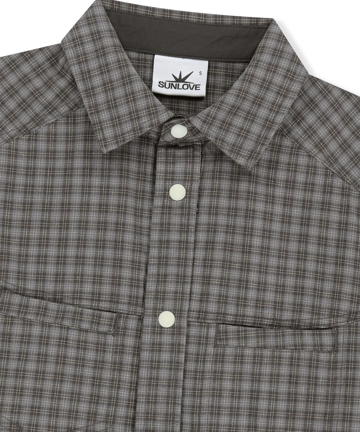 썬러브투어(SUNLOVETOUR) W Plaid 3/4 Sleeve Shirt Grey