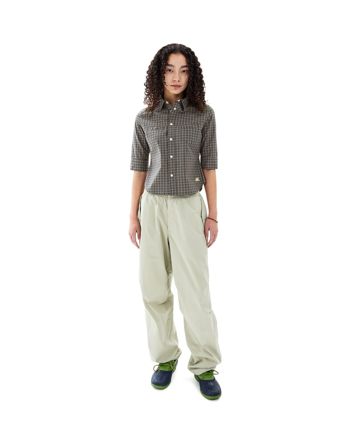 썬러브투어(SUNLOVETOUR) W Plaid 3/4 Sleeve Shirt Grey