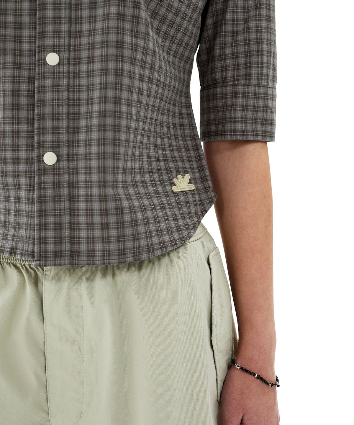 썬러브투어(SUNLOVETOUR) W Plaid 3/4 Sleeve Shirt Grey