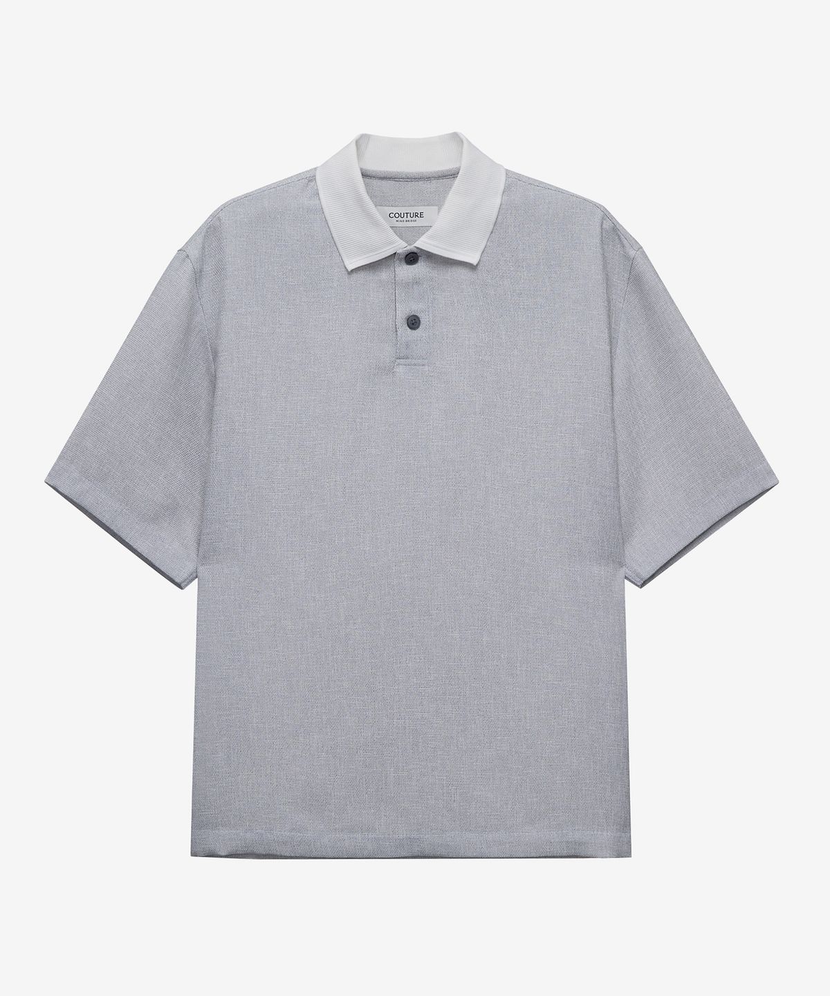 마인드브릿지(MINDBRIDGE) [COUTURE]카라 포인트 풀오버 그레이 오버핏 반팔 셔츠