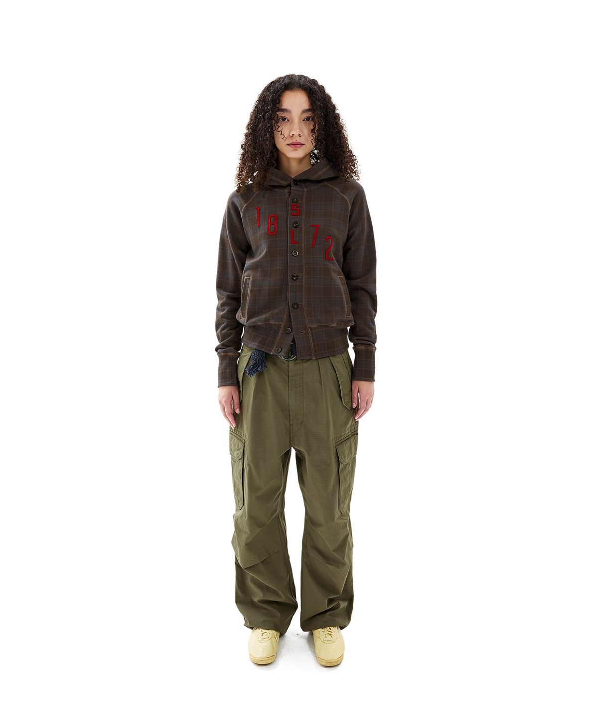 썬러브투어(SUNLOVETOUR) W 1872 Button Up Hoodie Brown
