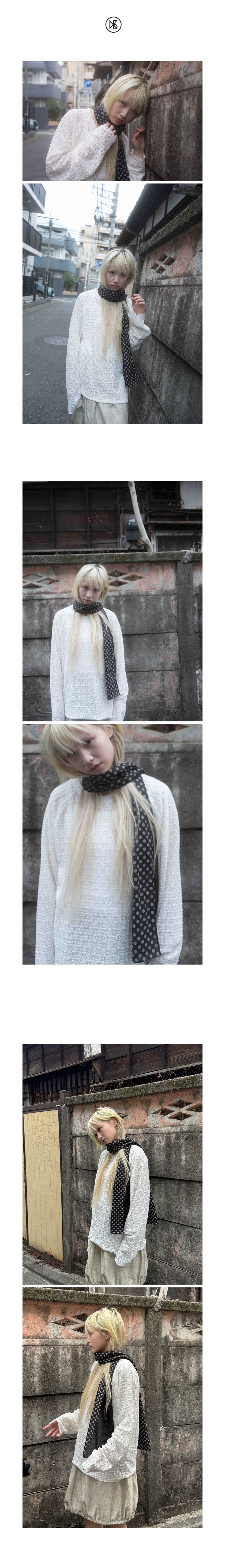 MUSINSA | KOOKEESEE Polka Dot Long Scarf (Black)