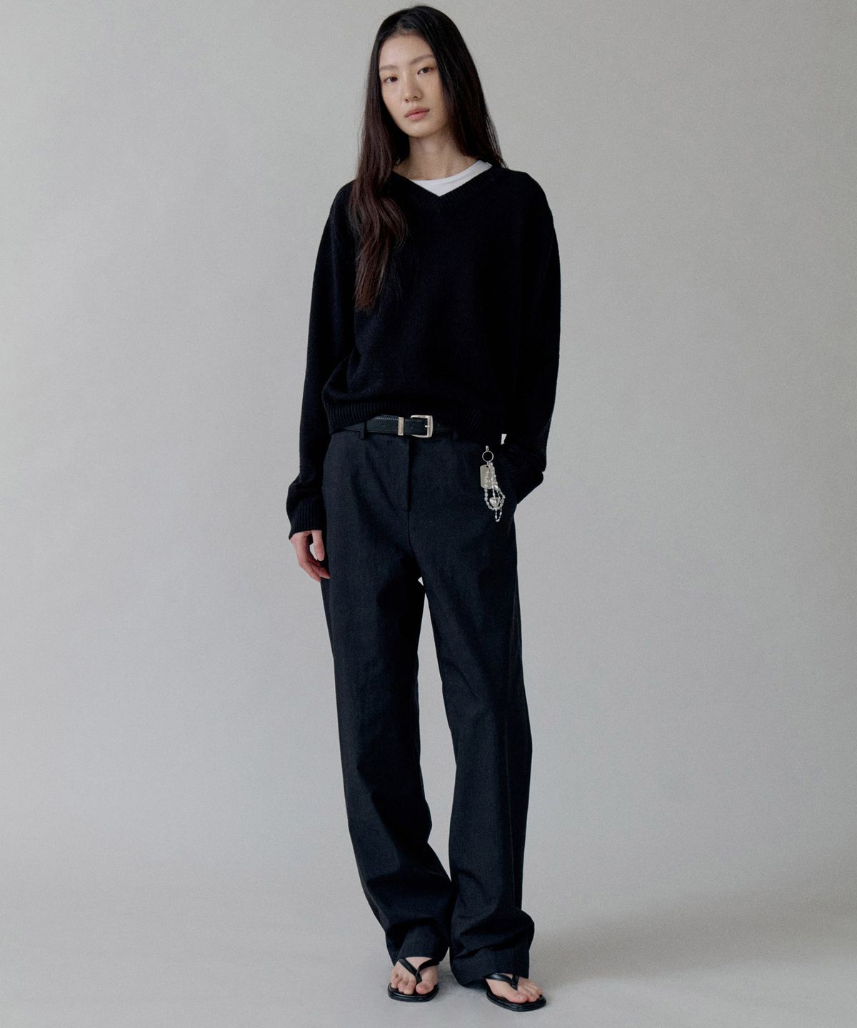 스텝어라운드(STEP AROUND) Cotton Straight Pocket Pants_BLACK