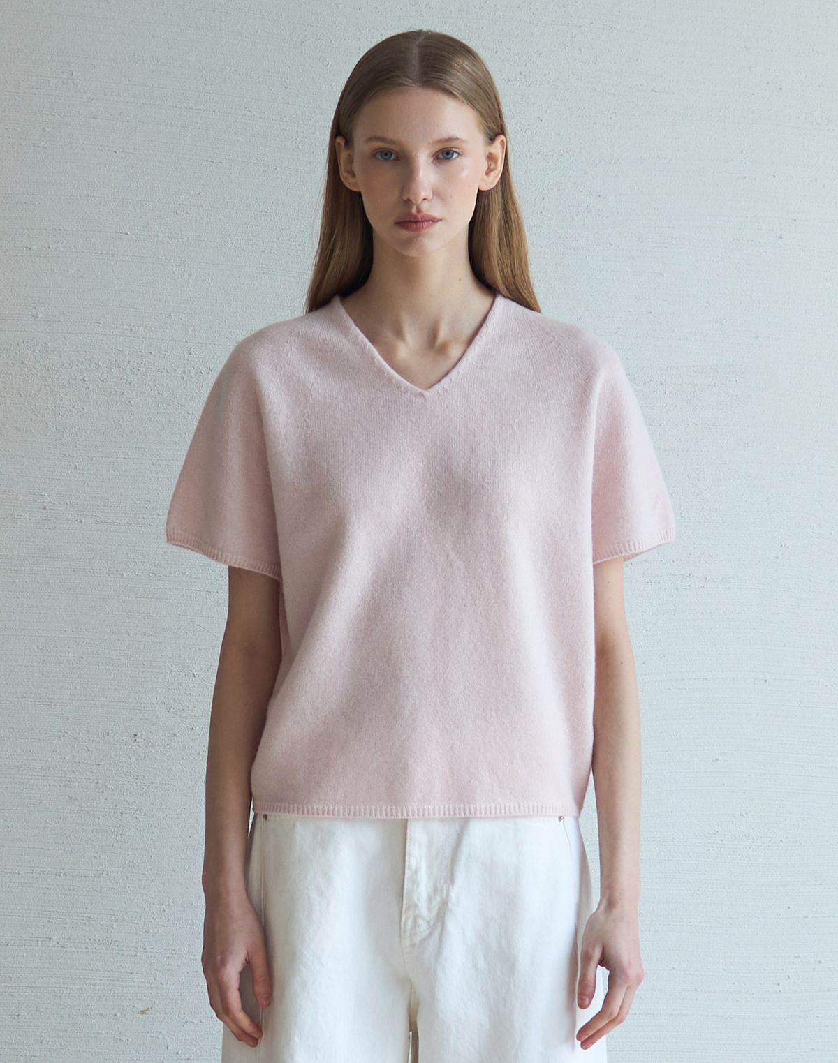 누토프(NUTOFFE) Wholegarment Wool Short Sleeve Knit_Pink