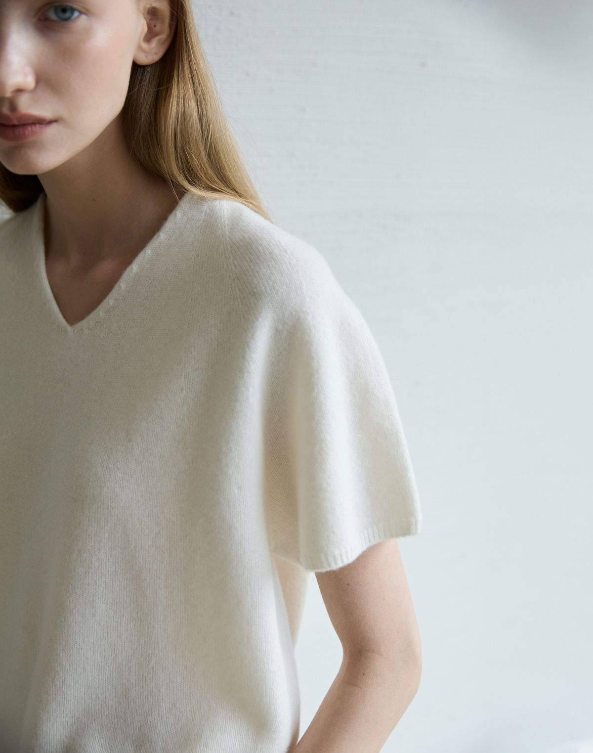 누토프(NUTOFFE) Wholegarment Wool Short Sleeve Knit_Ivory