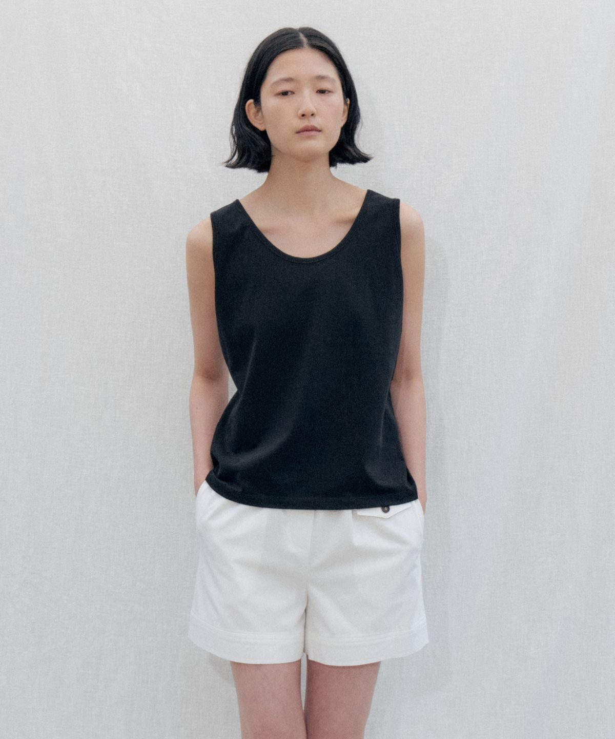 스텝어라운드(STEP AROUND) Soft Cotton Pocket Banding Shorts_WHITE