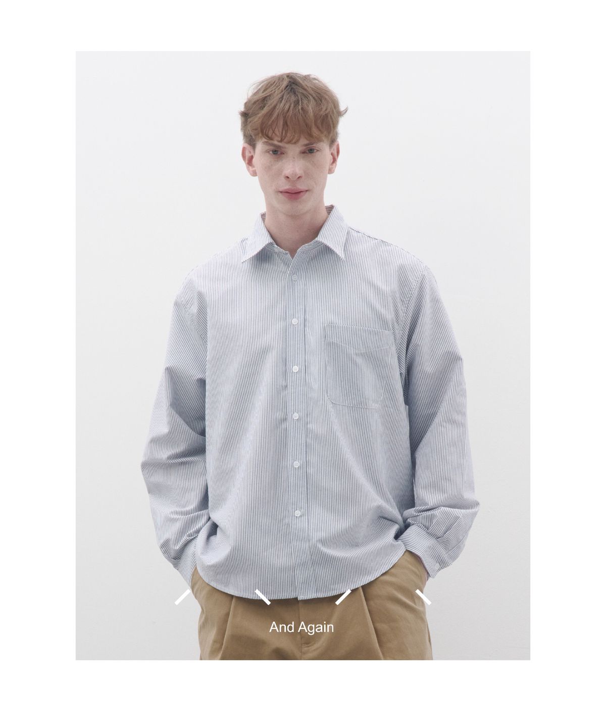 앤드어게인(ANDAGAIN) 컴포트 스트라이프 셔츠 (네이비