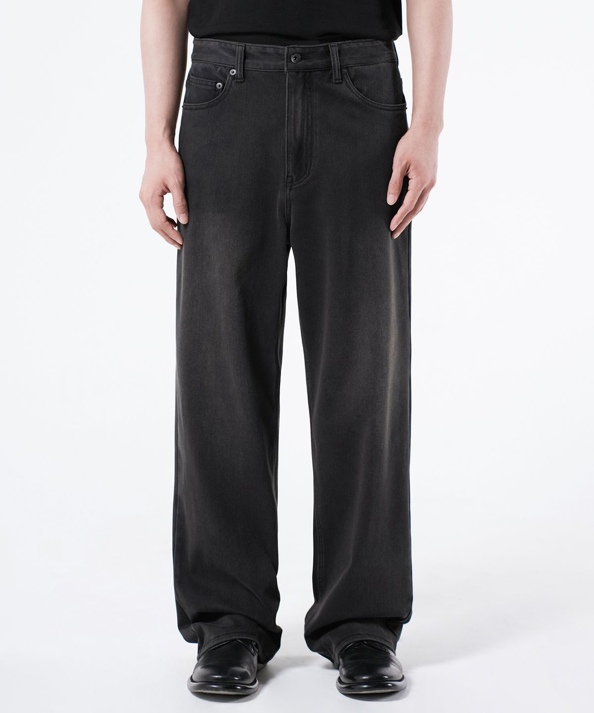 브랜디드(BRANDED) WIDE DENIM SWEAT PANTS [BRUSHED GRAY]