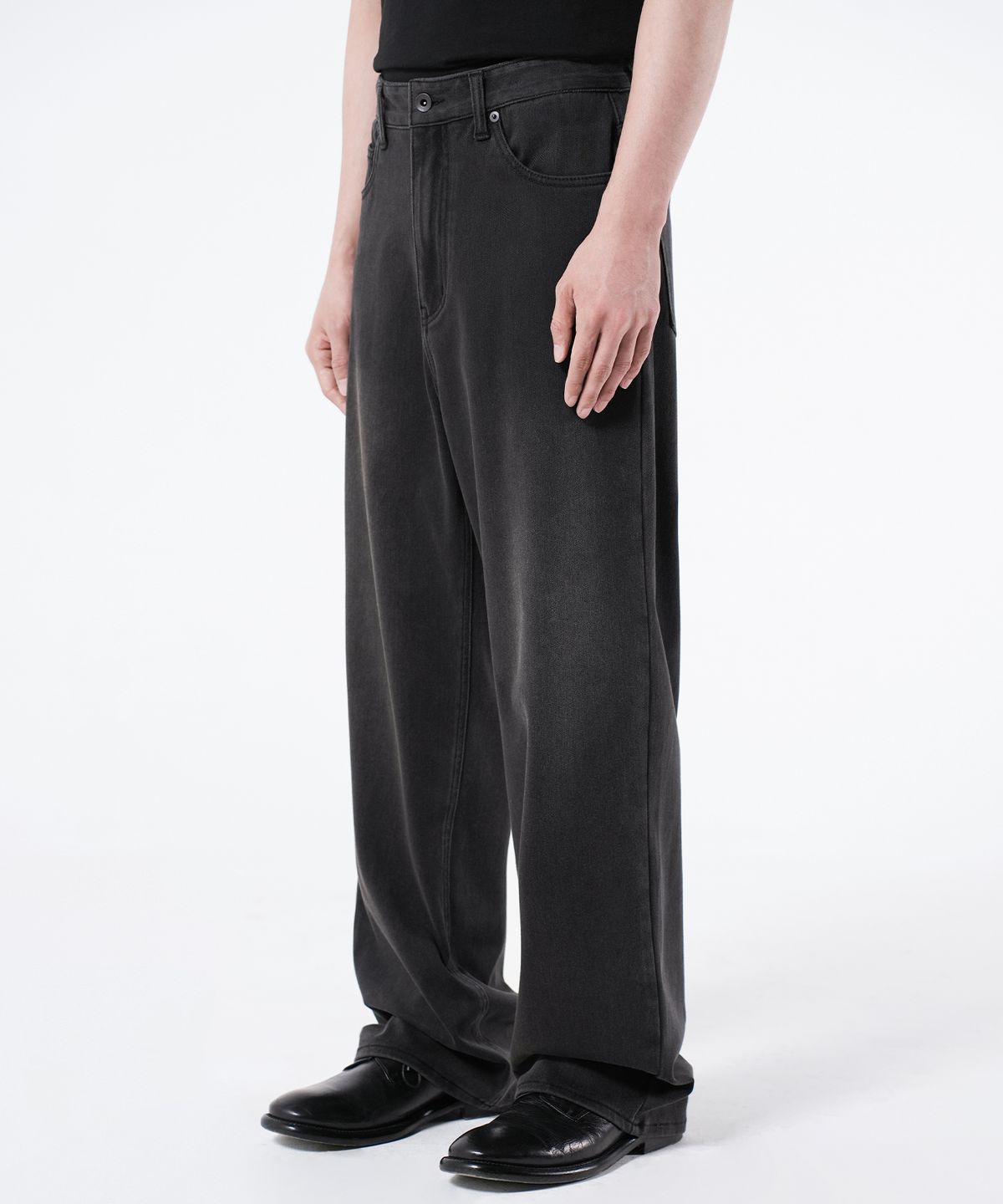 브랜디드(BRANDED) WIDE DENIM SWEAT PANTS [BRUSHED GRAY]