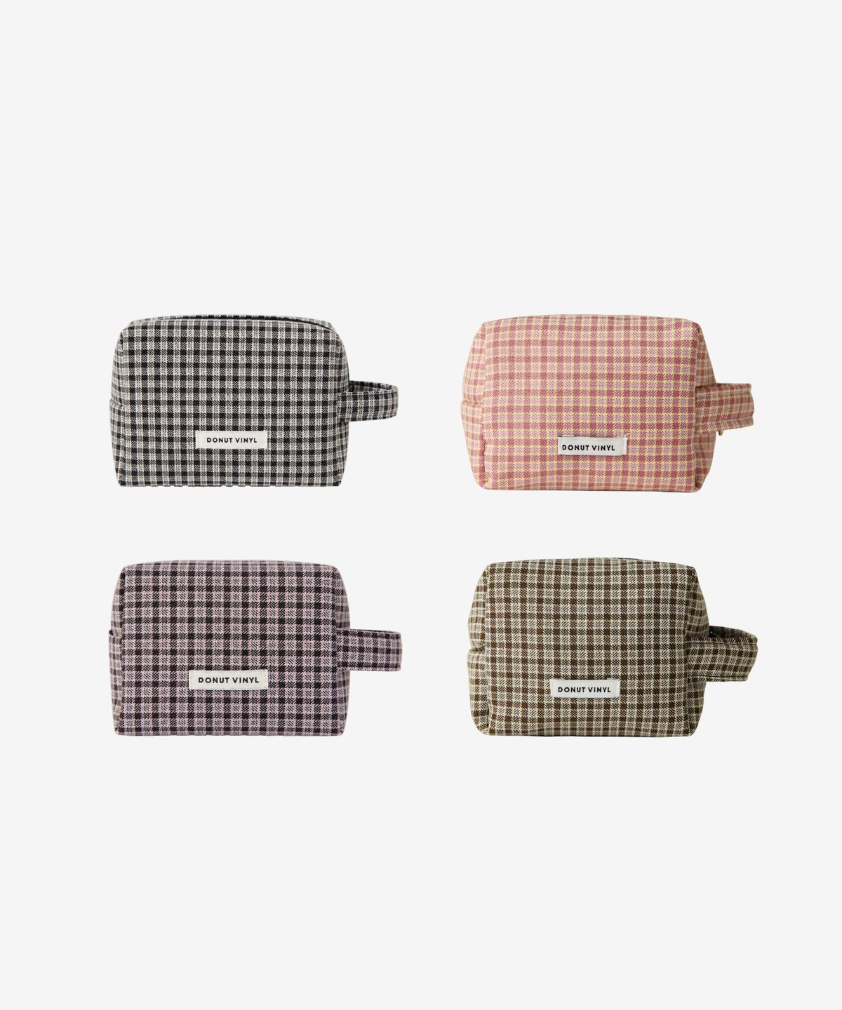 도넛바이닐샵(DONUTVINYLSHOP) check handle cube pouch - S Size (5colors)