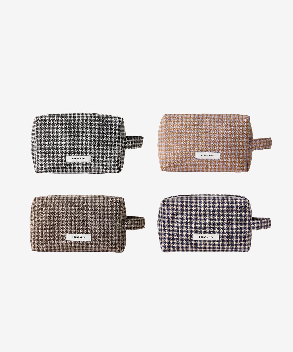 도넛바이닐샵(DONUTVINYLSHOP) check handle cube pouch - L Size (5colors)