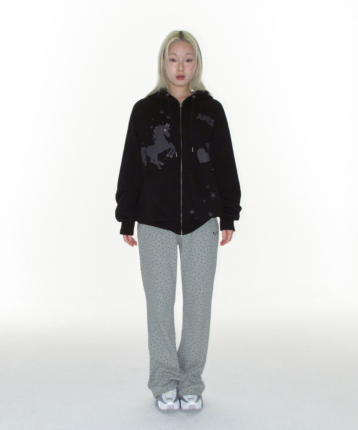 아메스 월드와이드(AMES-WORLDWIDE) TWINKLE BOOT CUT LEGGINGS PANTS GREY