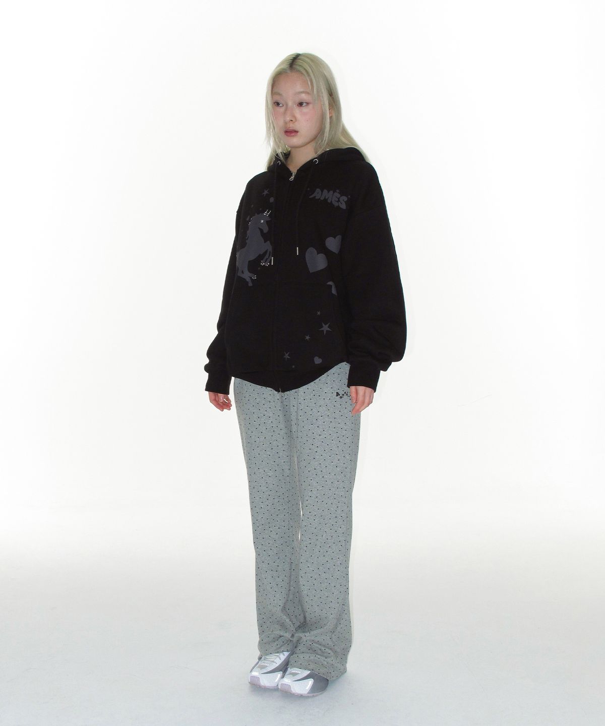 아메스 월드와이드(AMES-WORLDWIDE) TWINKLE BOOT CUT LEGGINGS PANTS GREY