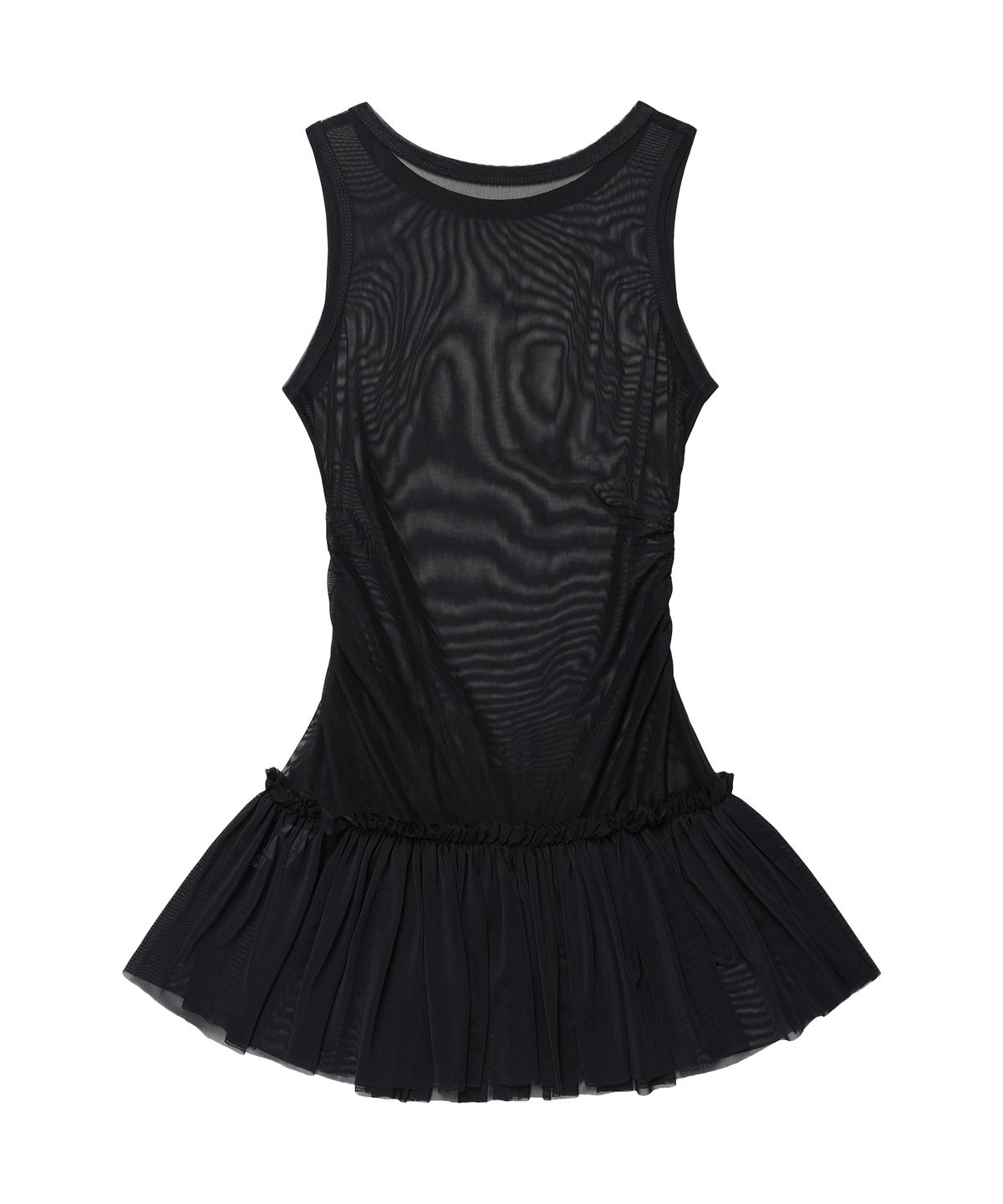 아메스 월드와이드(AMES-WORLDWIDE) MESH SHIRRING MINI DRESS BLACK