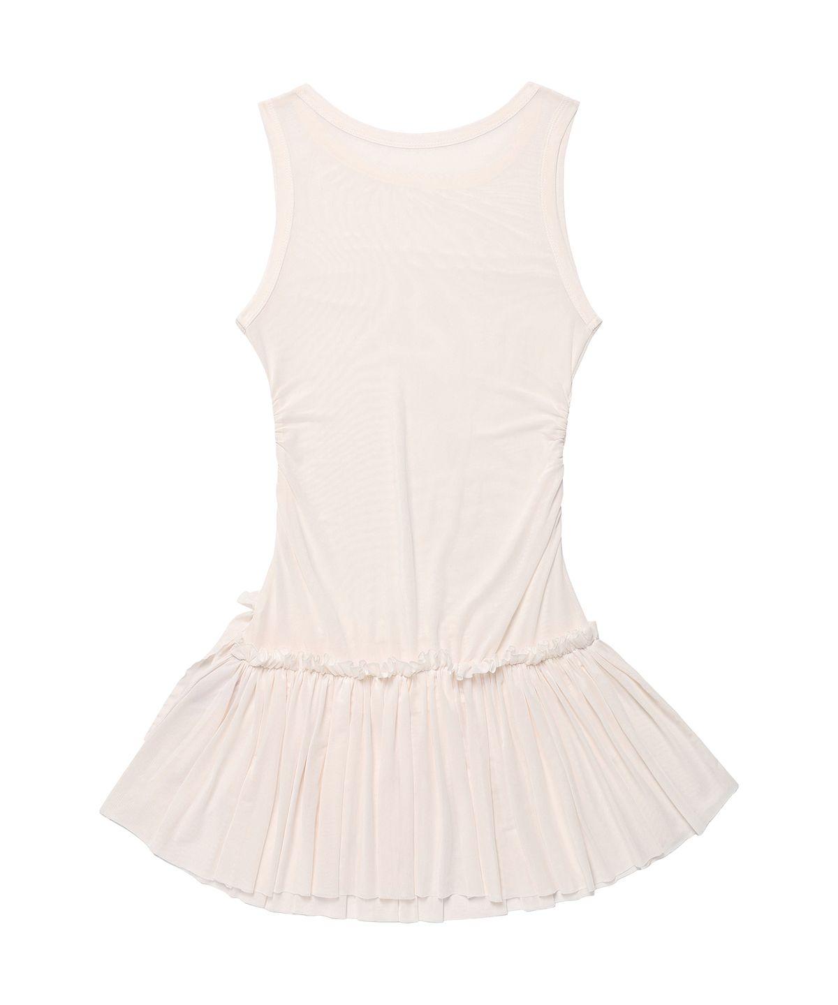 아메스 월드와이드(AMES-WORLDWIDE) MESH SHIRRING MINI DRESS IVORY