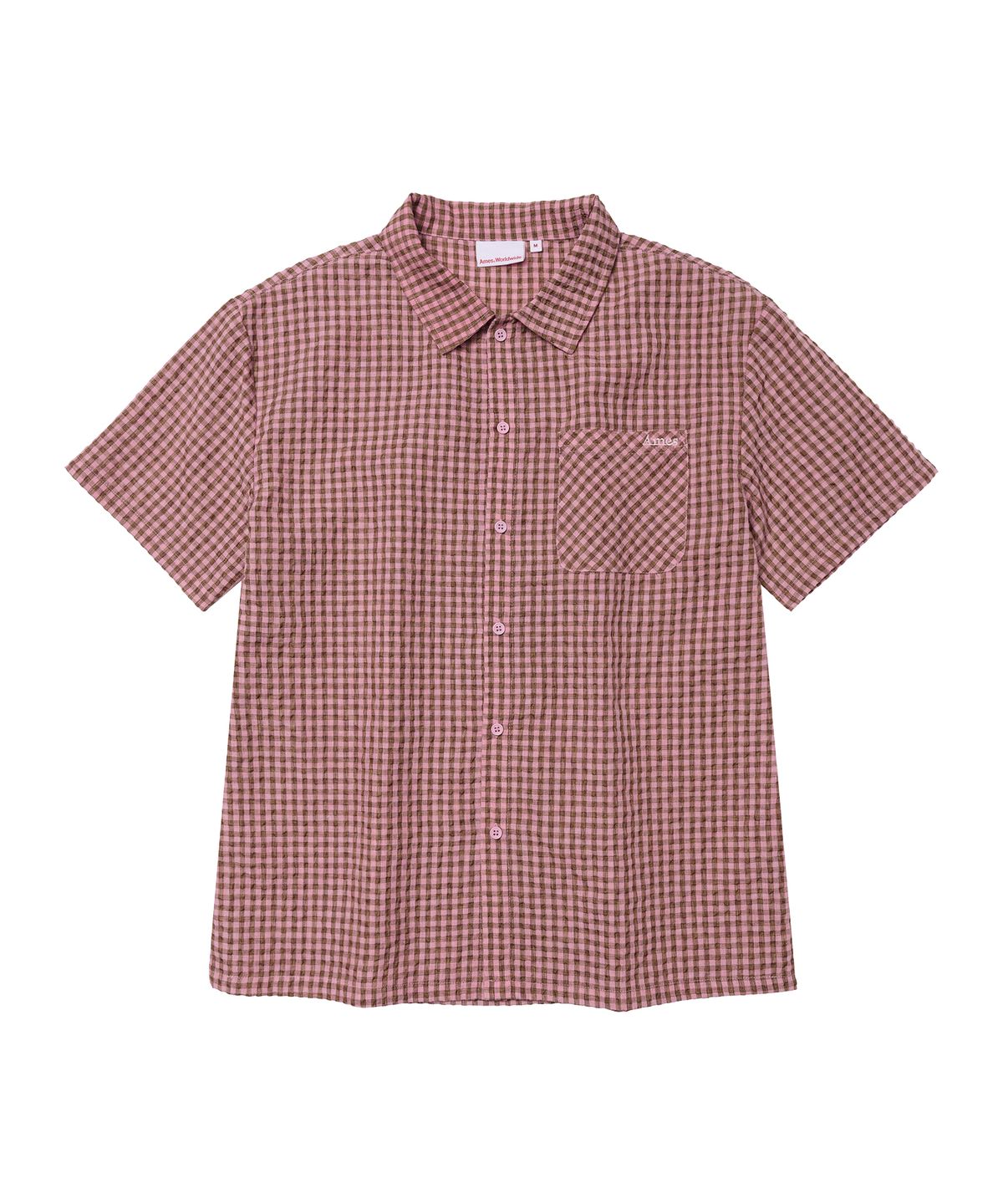 아메스 월드와이드(AMES-WORLDWIDE) WRINKLED CHECK SHORT SLEEVE SHIRTS PINK