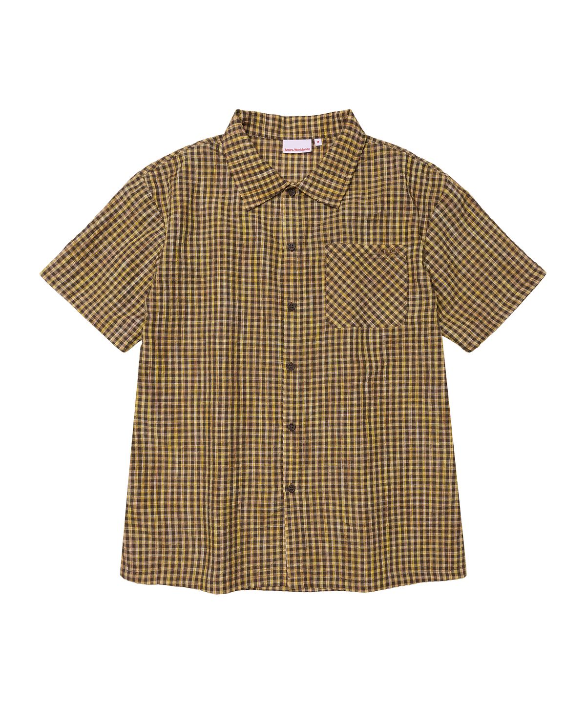 아메스 월드와이드(AMES-WORLDWIDE) WRINKLED CHECK SHORT SLEEVE SHIRTS BROWN