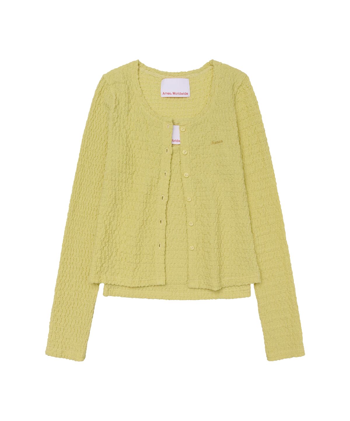 아메스 월드와이드(AMES-WORLDWIDE) WRINKLED CARDIGAN & SLEEVELESS SET-UP YELLOW
