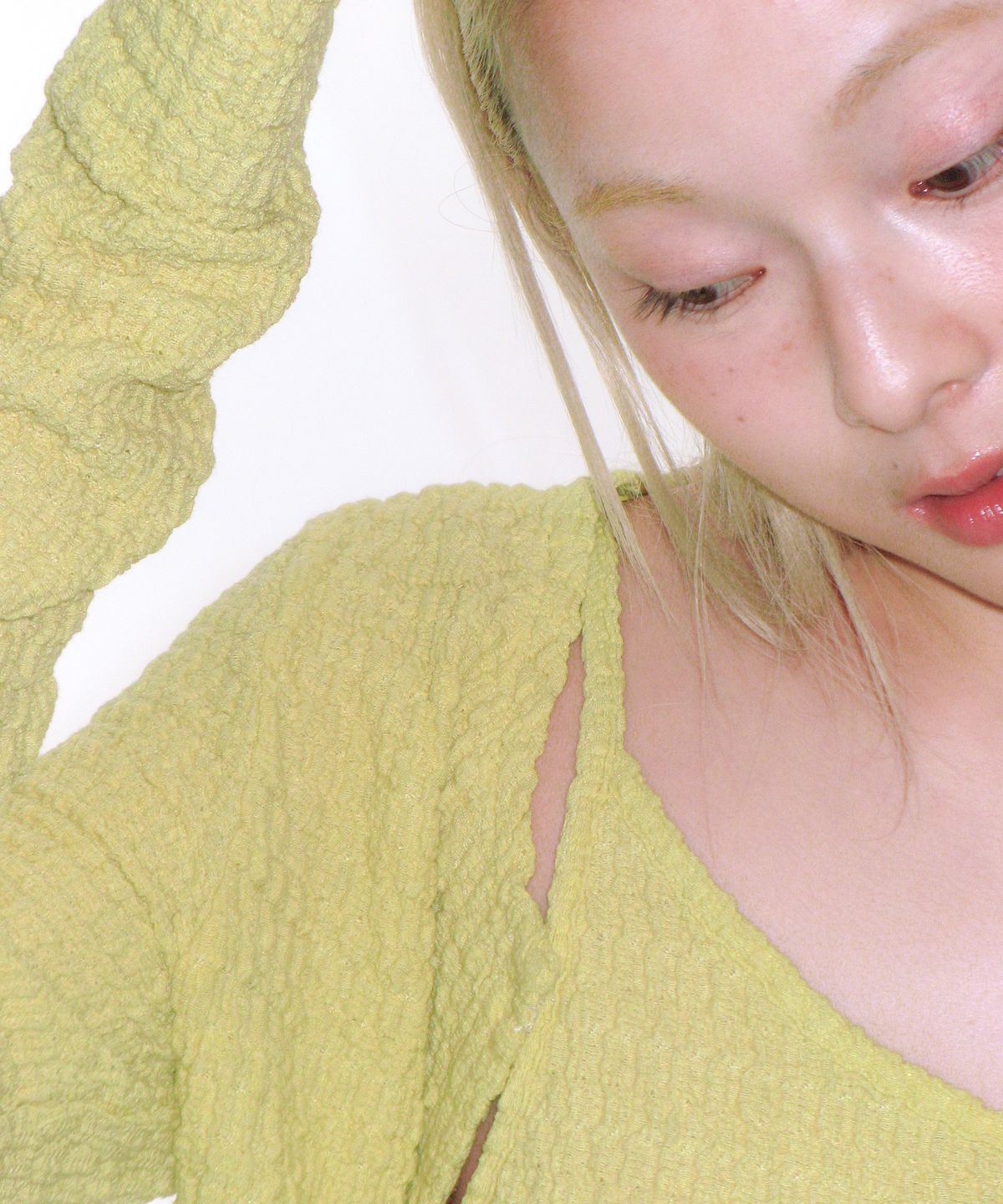 아메스 월드와이드(AMES-WORLDWIDE) WRINKLED CARDIGAN & SLEEVELESS SET-UP YELLOW