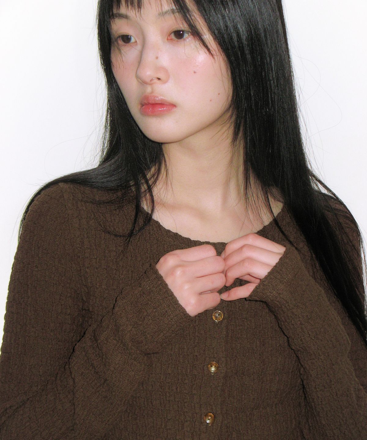 아메스 월드와이드(AMES-WORLDWIDE) WRINKLED CARDIGAN & SLEEVELESS SET-UP BROWN