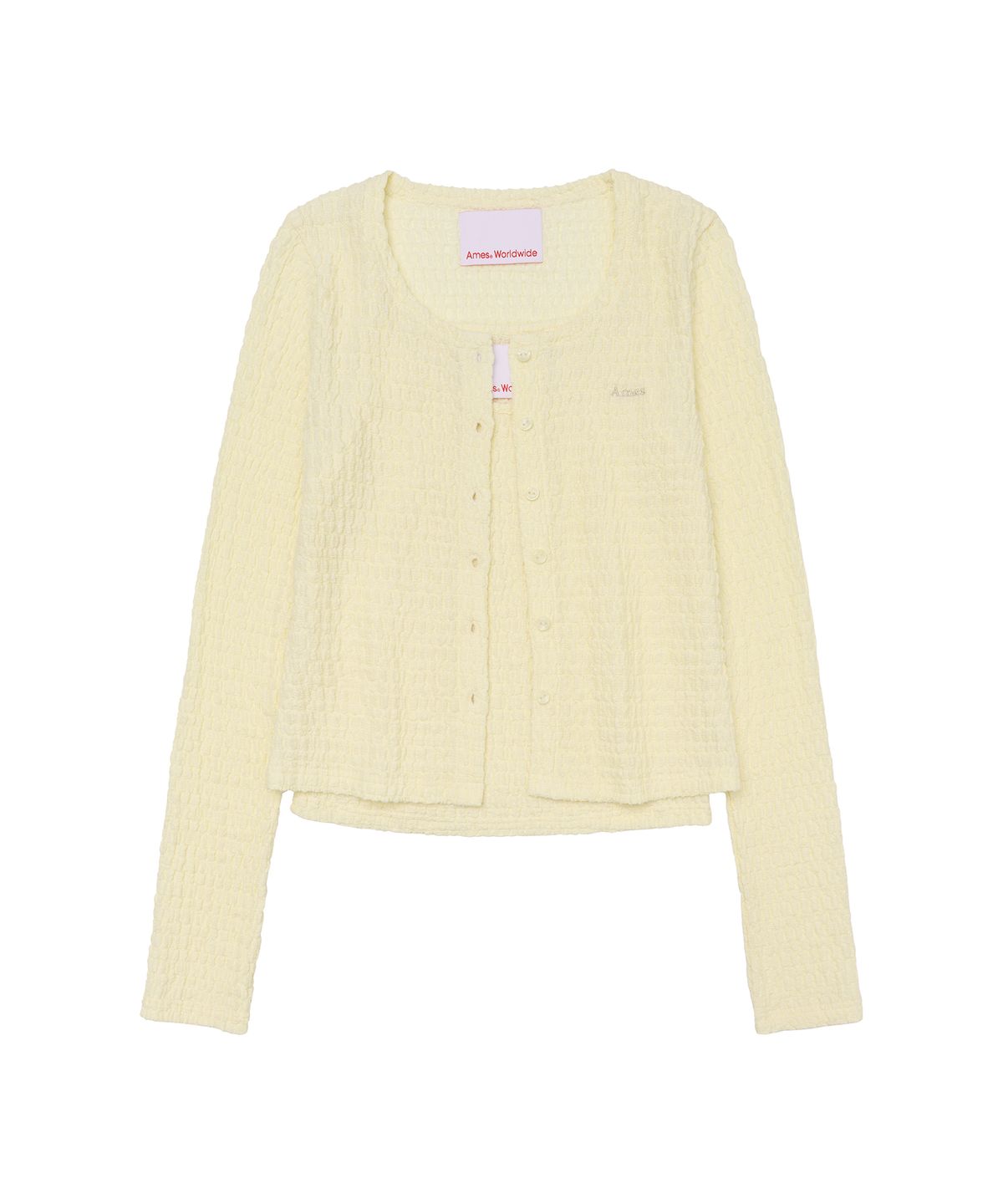 아메스 월드와이드(AMES-WORLDWIDE) WRINKLED CARDIGAN & SLEEVELESS SET-UP CREAM