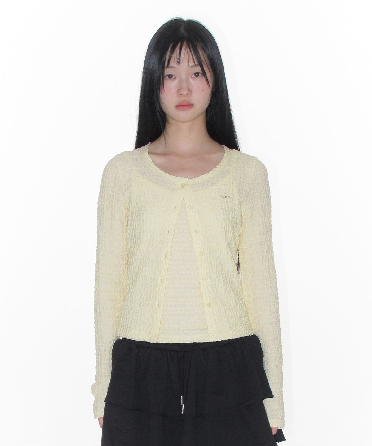 아메스 월드와이드(AMES-WORLDWIDE) WRINKLED CARDIGAN & SLEEVELESS SET-UP CREAM