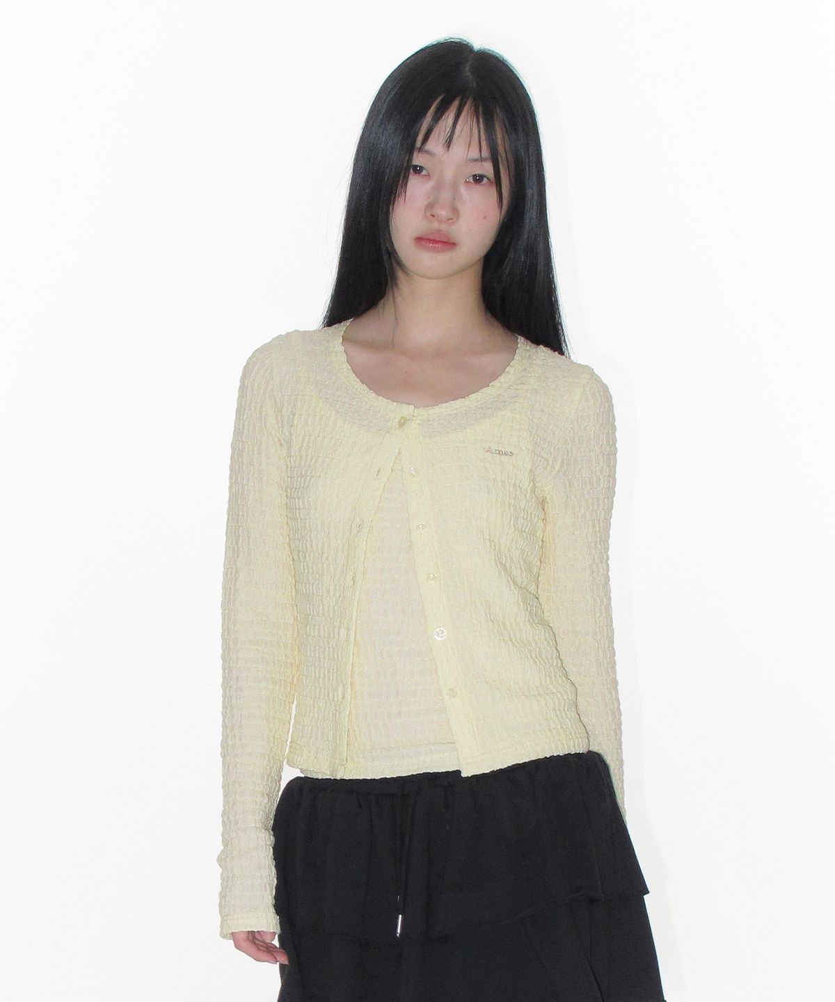 아메스 월드와이드(AMES-WORLDWIDE) WRINKLED CARDIGAN & SLEEVELESS SET-UP CREAM