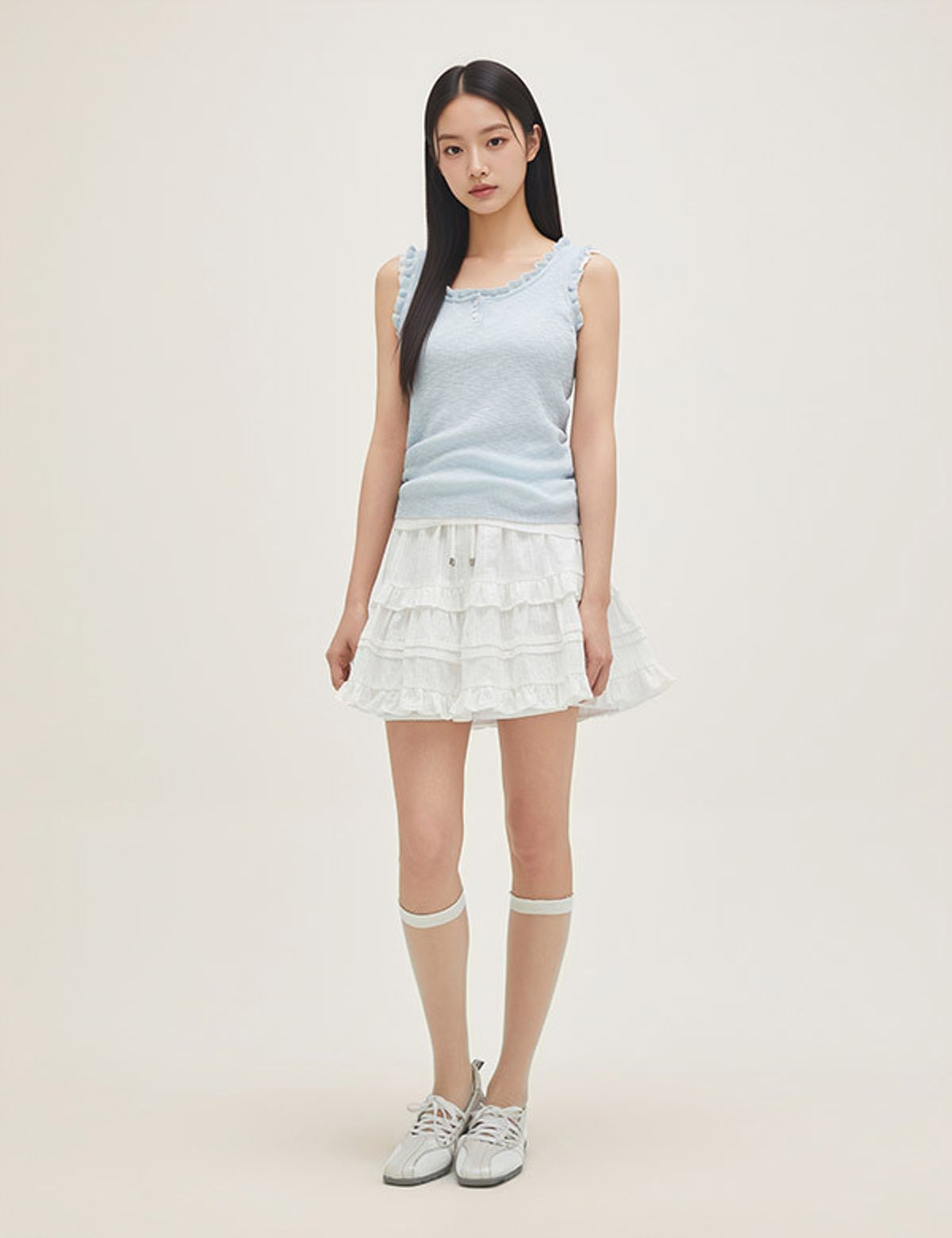 로엠(ROEM) 프릴 나시 스웨터 RMKAG24R11