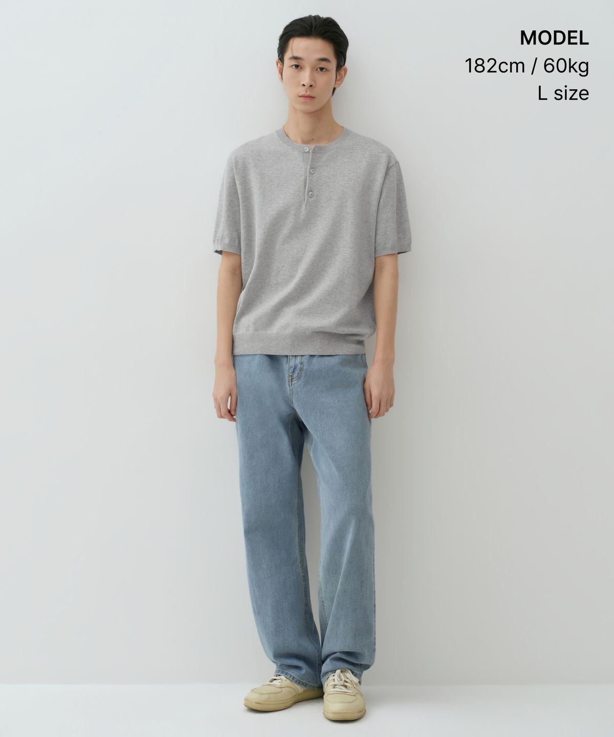 무신사 스탠다드(MUSINSA STANDARD) 워셔블 수피마 코튼 헨리 넥 반소매 니트 (5 colors)