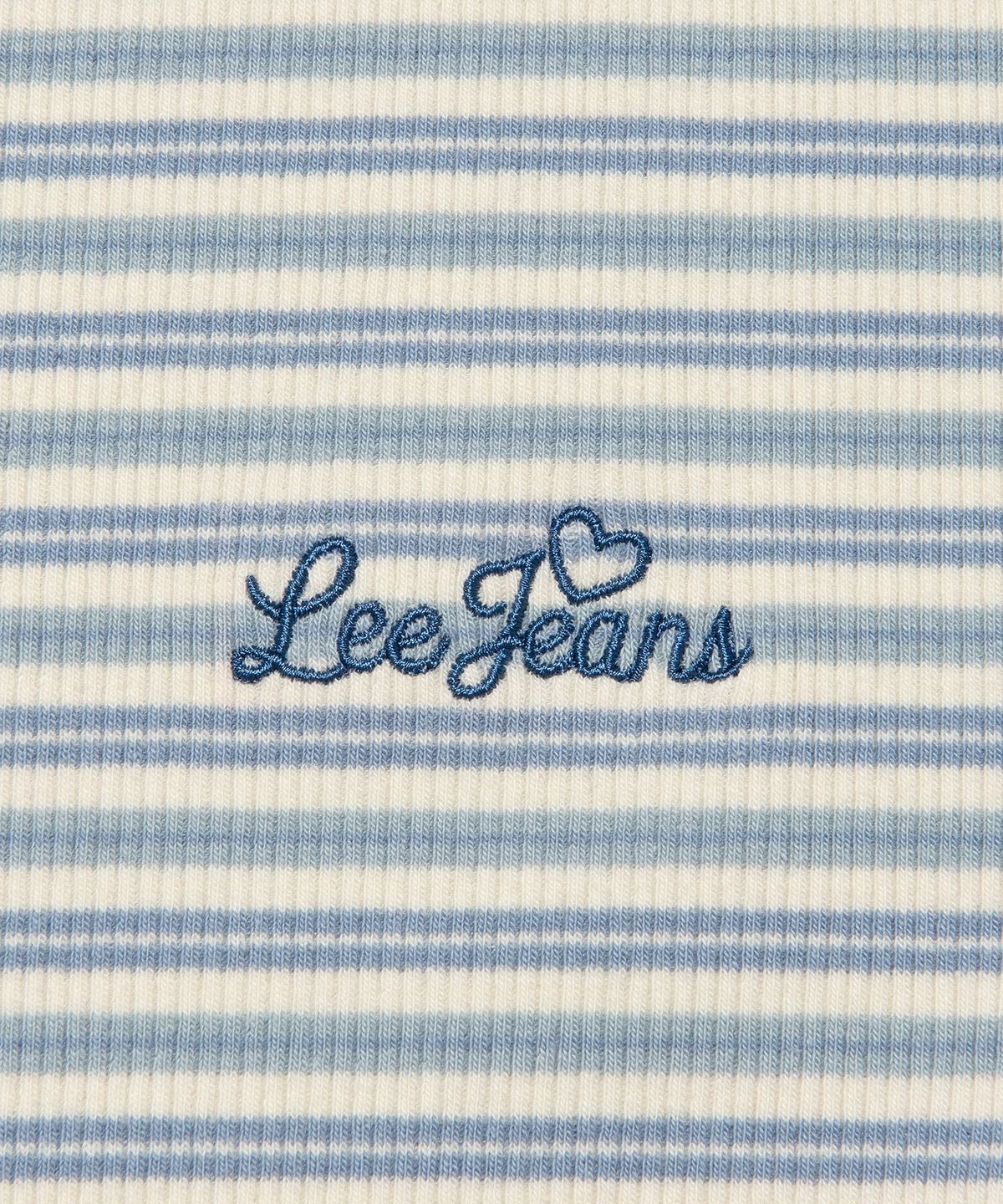 리(LEE) 우먼 골지 스트라이프 티셔츠 라이트블루
