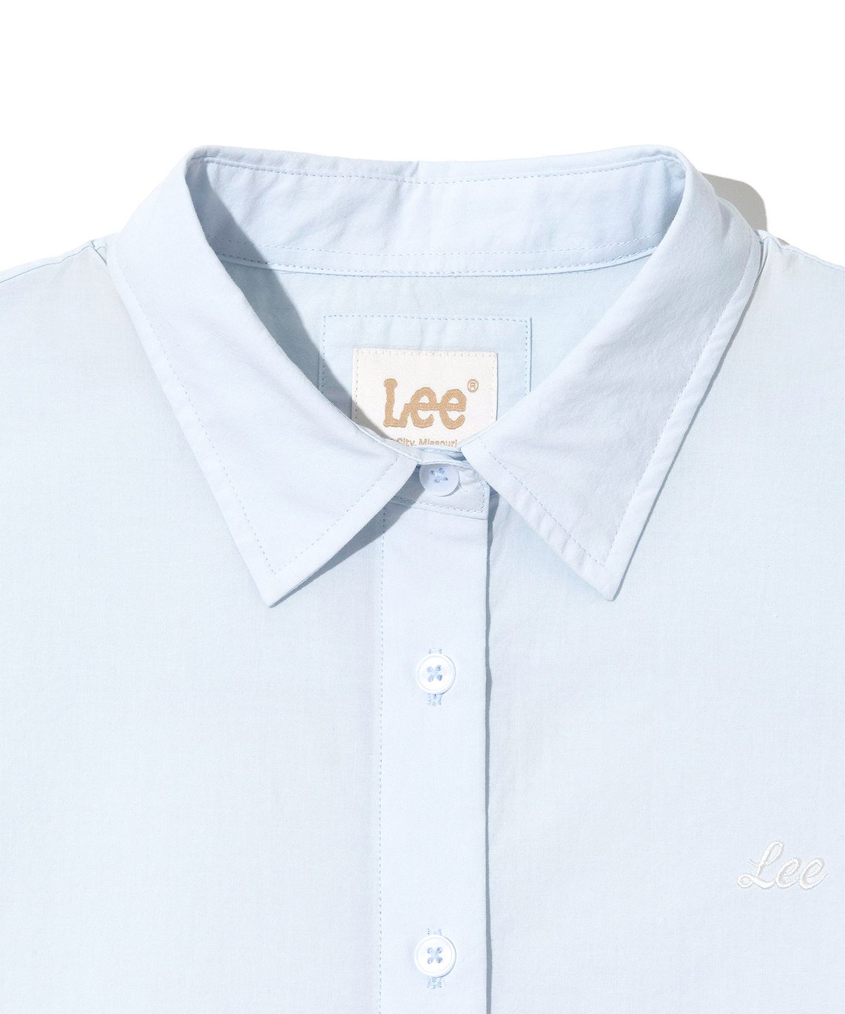 리(LEE) 우먼 릴랙스드 반팔 셔츠 라이트블루